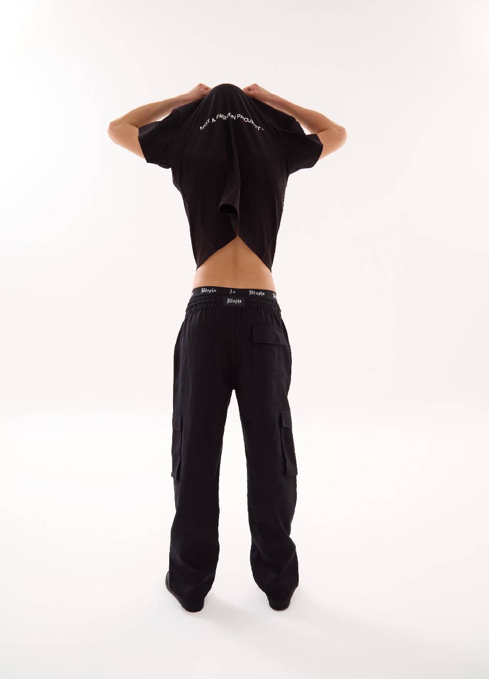 Ovs 100% Linen Cargo Pants Black