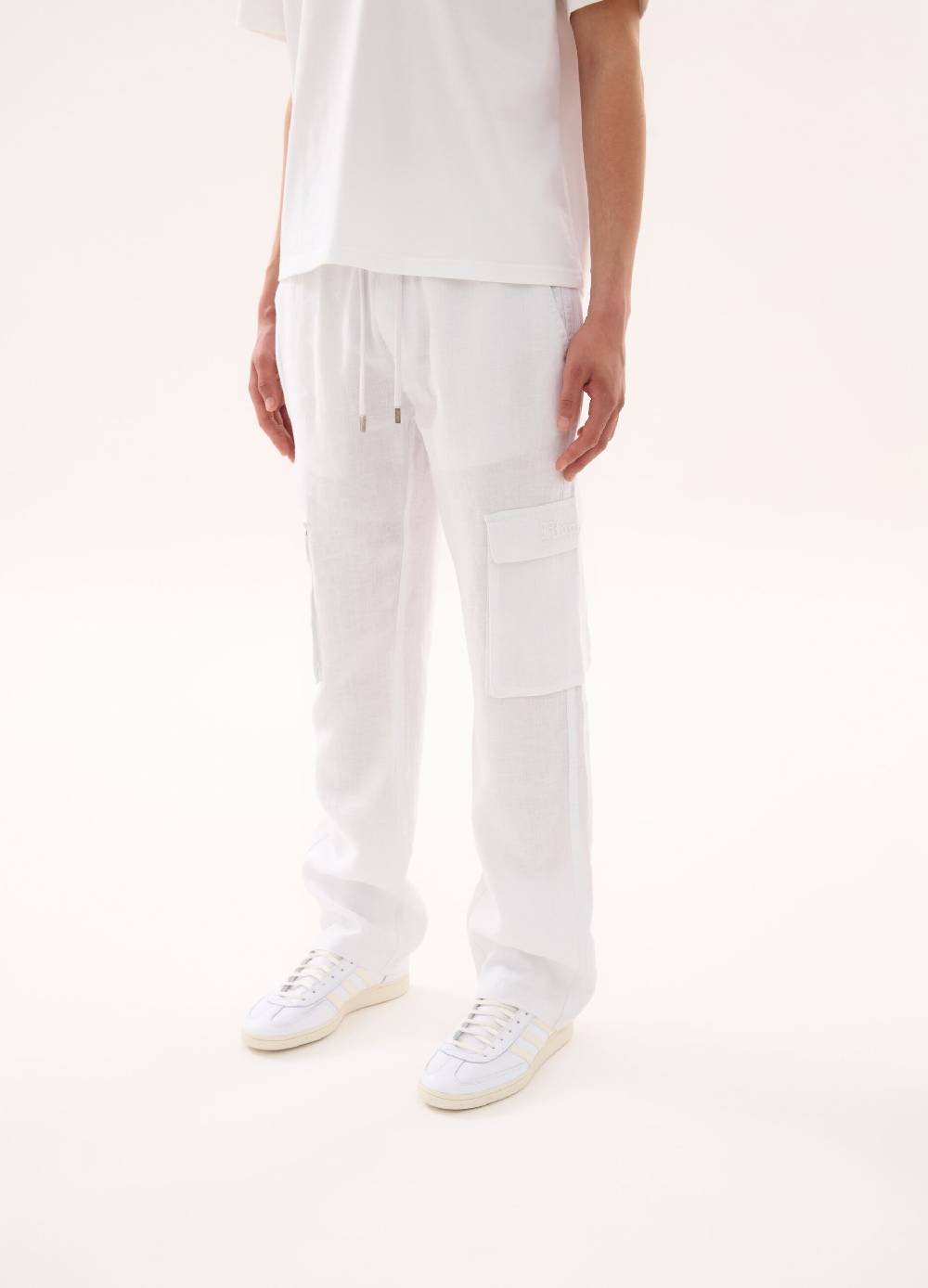 Ovs 100% Linen Cargo Pants White