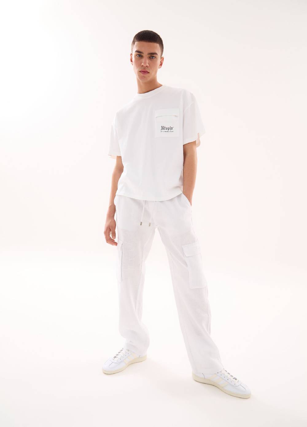 Ovs 100% Linen Cargo Pants White