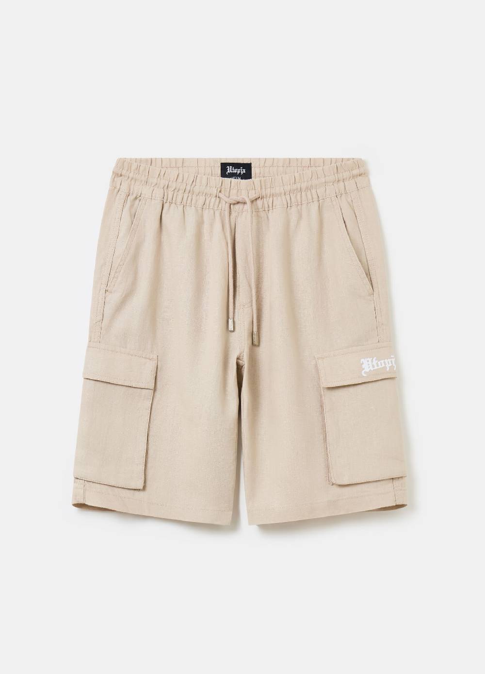 Ovs 100% Linen Cargo Shorts Sand