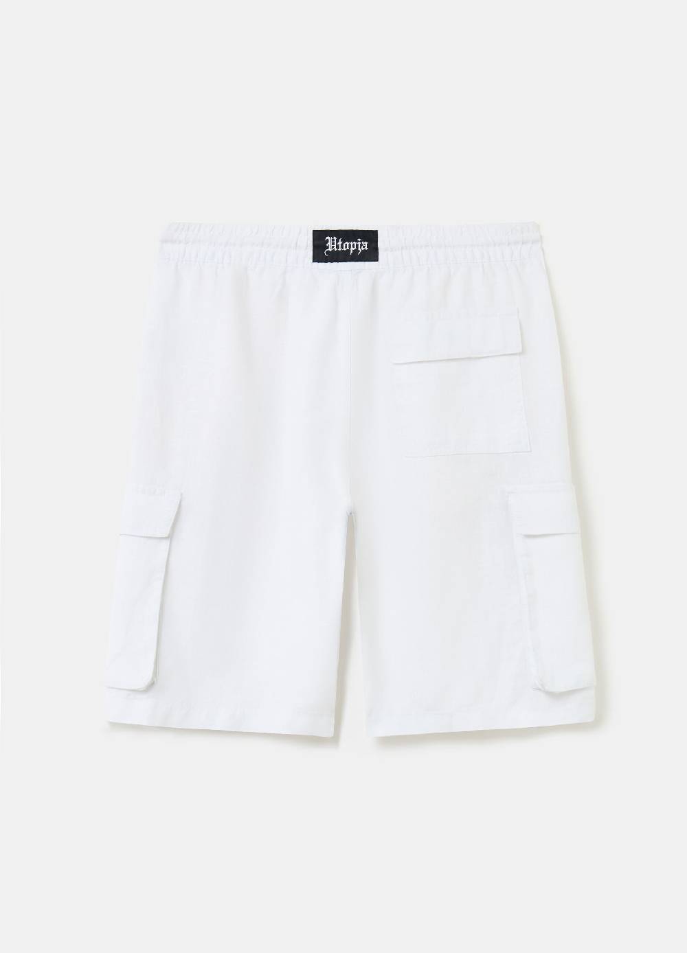 Ovs 100% Linen Cargo Shorts White