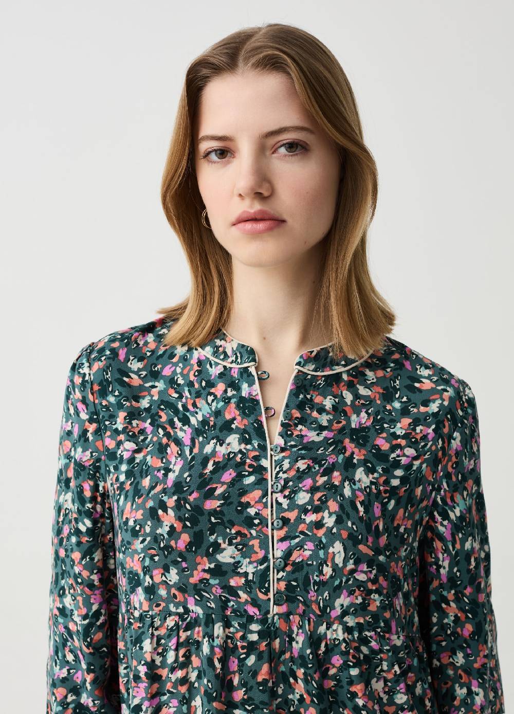 Ovs Abito Chemisier Con Collo Alla Coreana