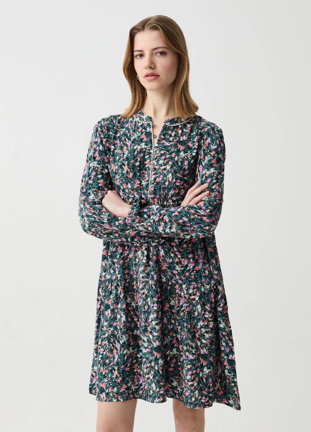 Ovs Abito chemisier con collo alla coreana