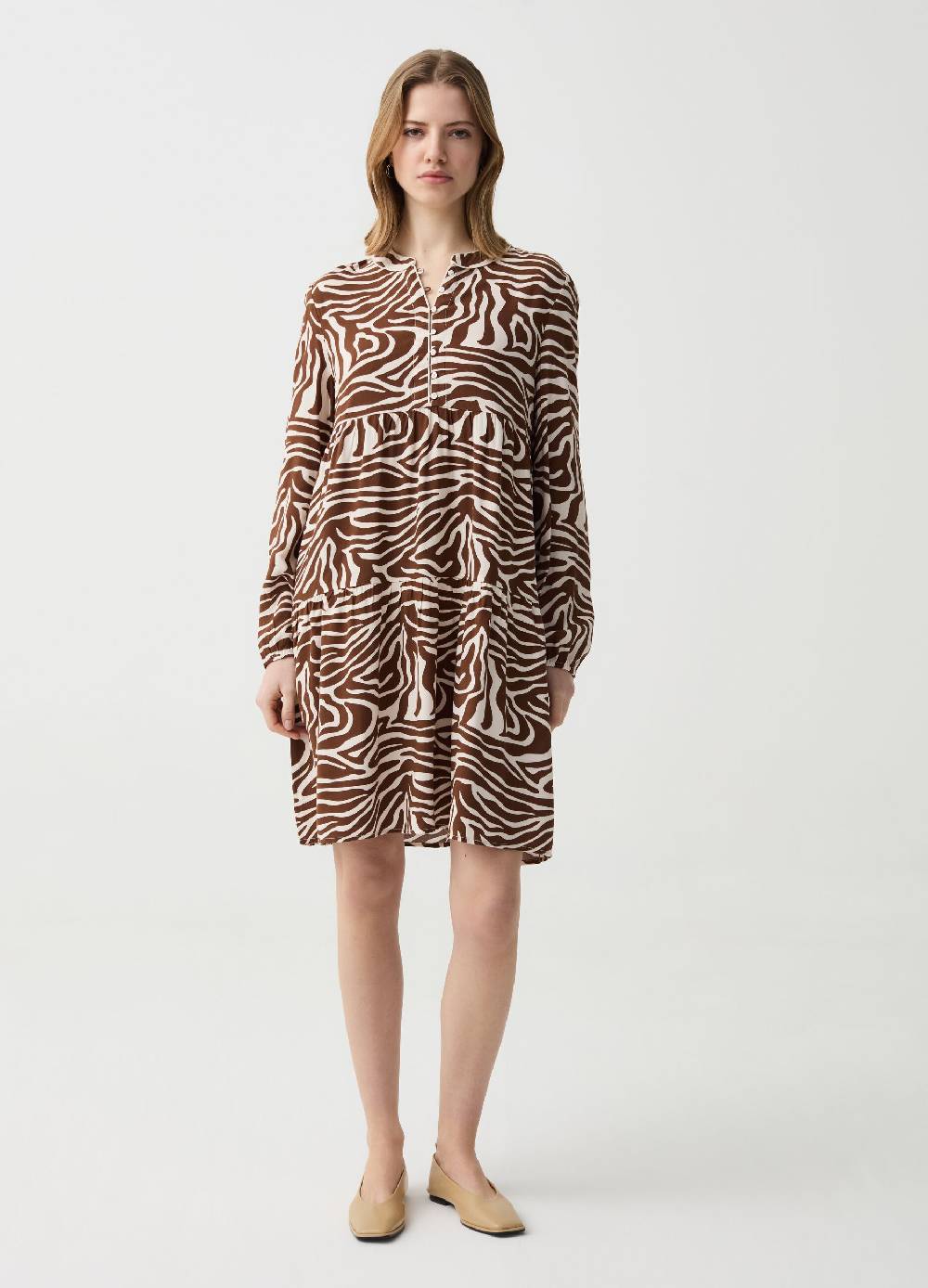 Ovs Abito chemisier con collo alla coreana