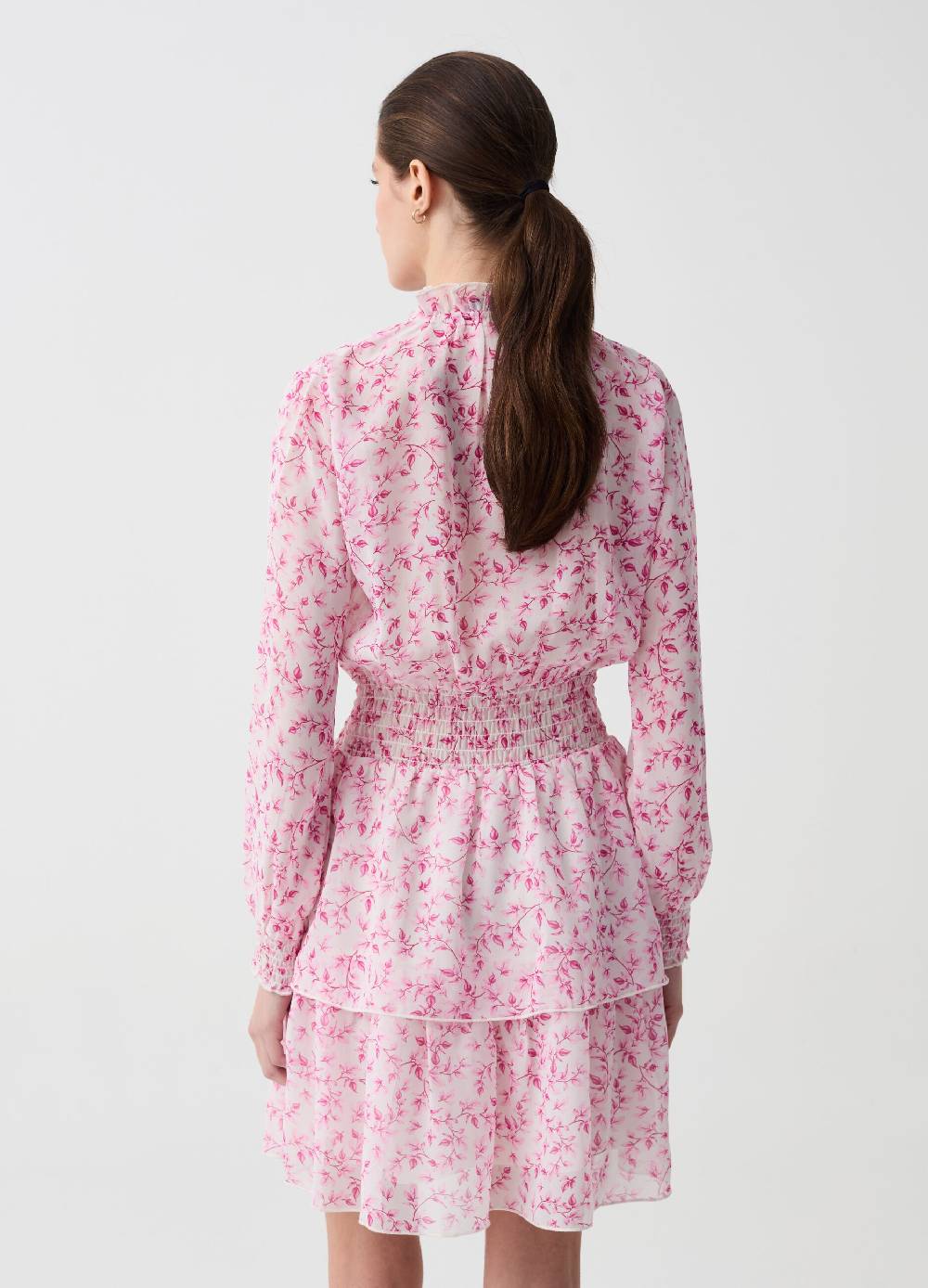 Ovs Abito Corto A Balze Con Stampa Foliage