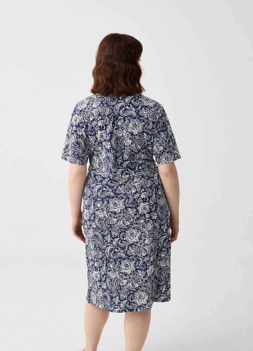 Ovs Abito Corto A Portafoglio Stampa Paisley Curvy