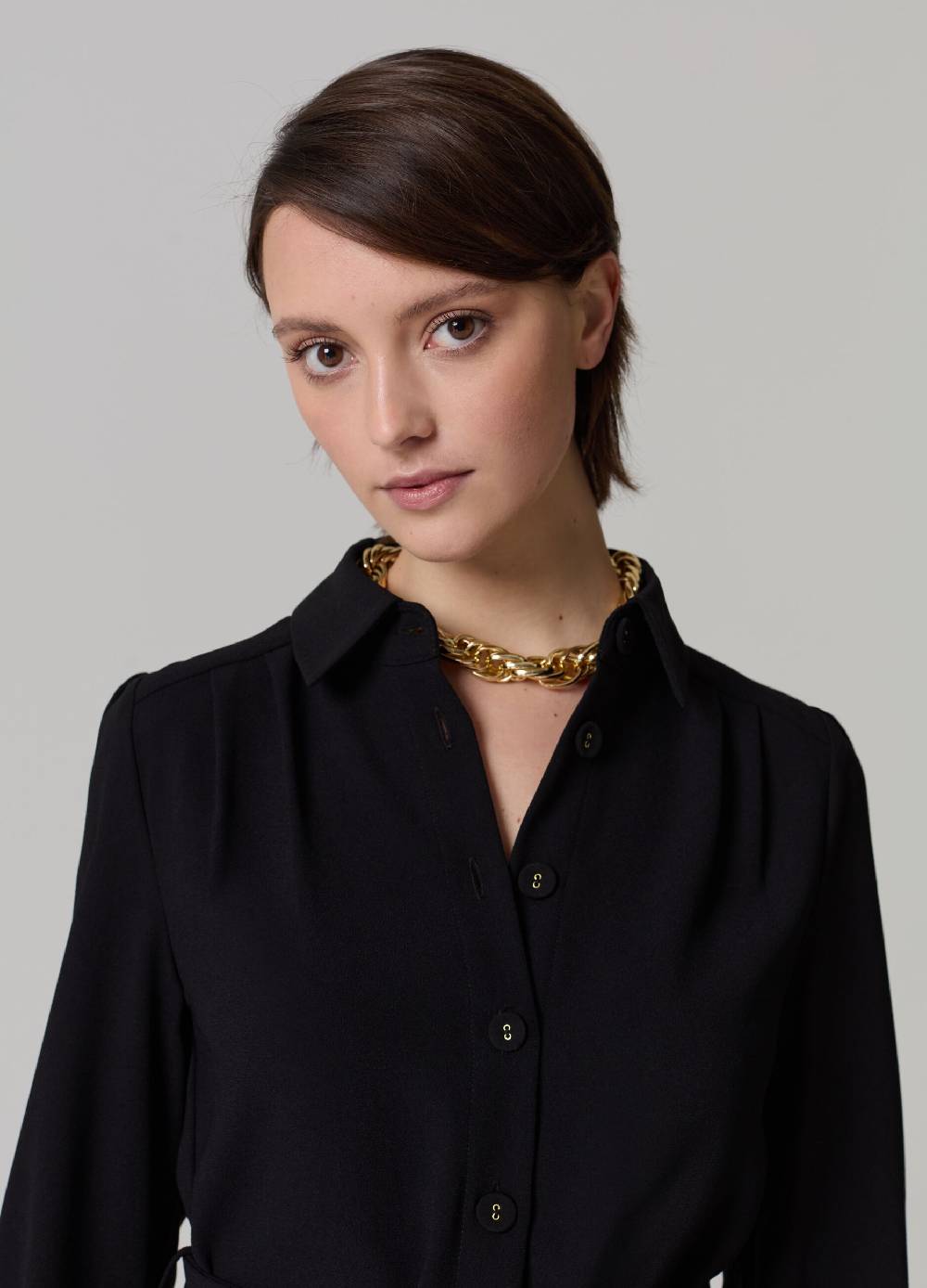 Ovs Abito Corto Chemisier In Crêpe Con Cintura