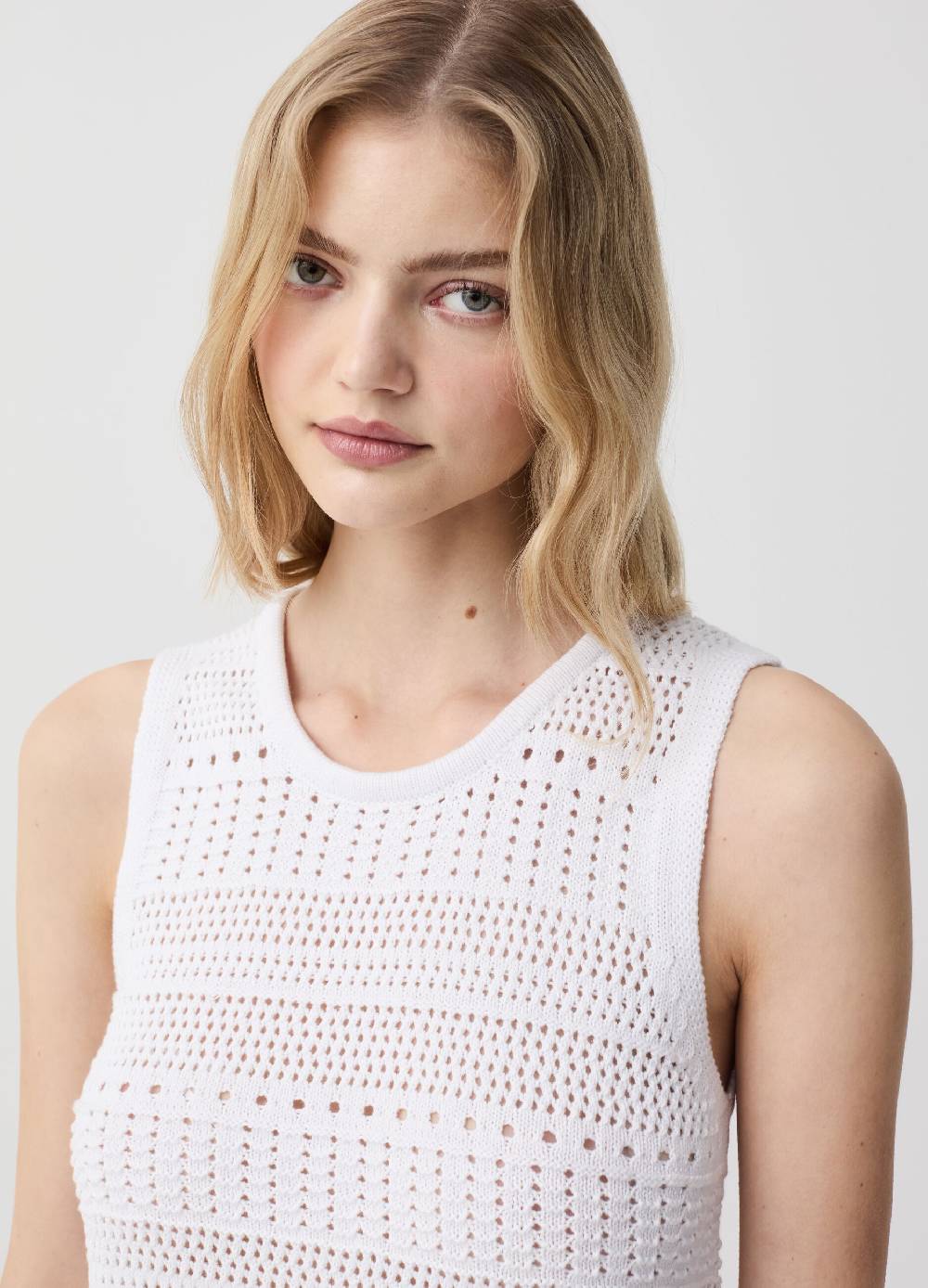 Ovs Abito Corto In Cotone Crochet