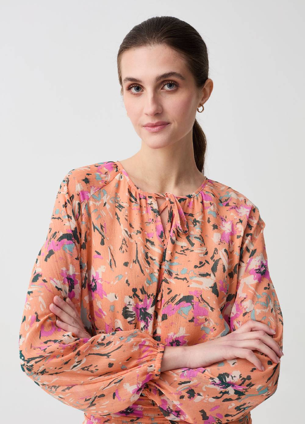 Ovs Abito Corto In Crêpe Con Stampa Floreale