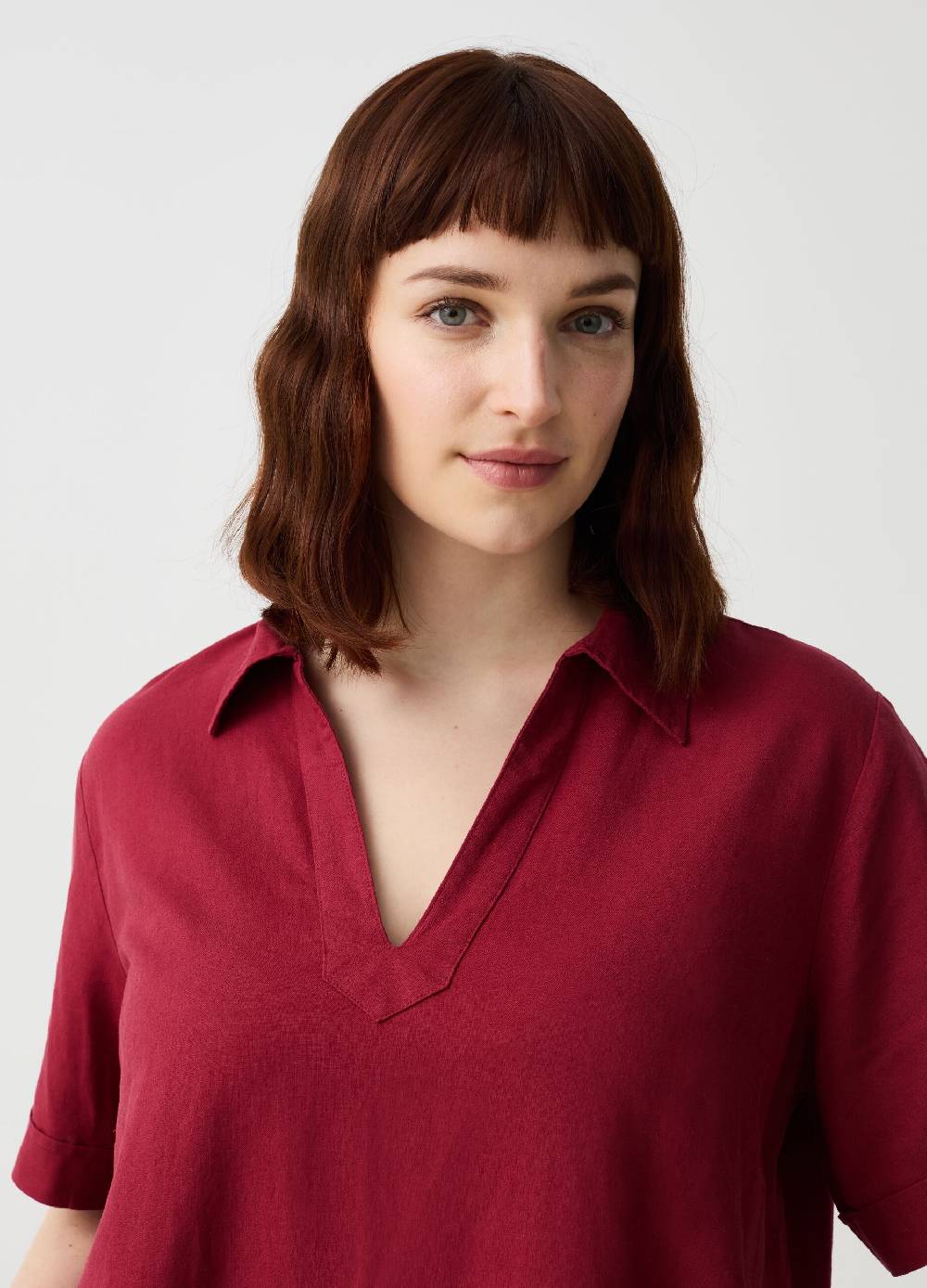 Ovs Abito Corto In Lino E Viscosa Curvy