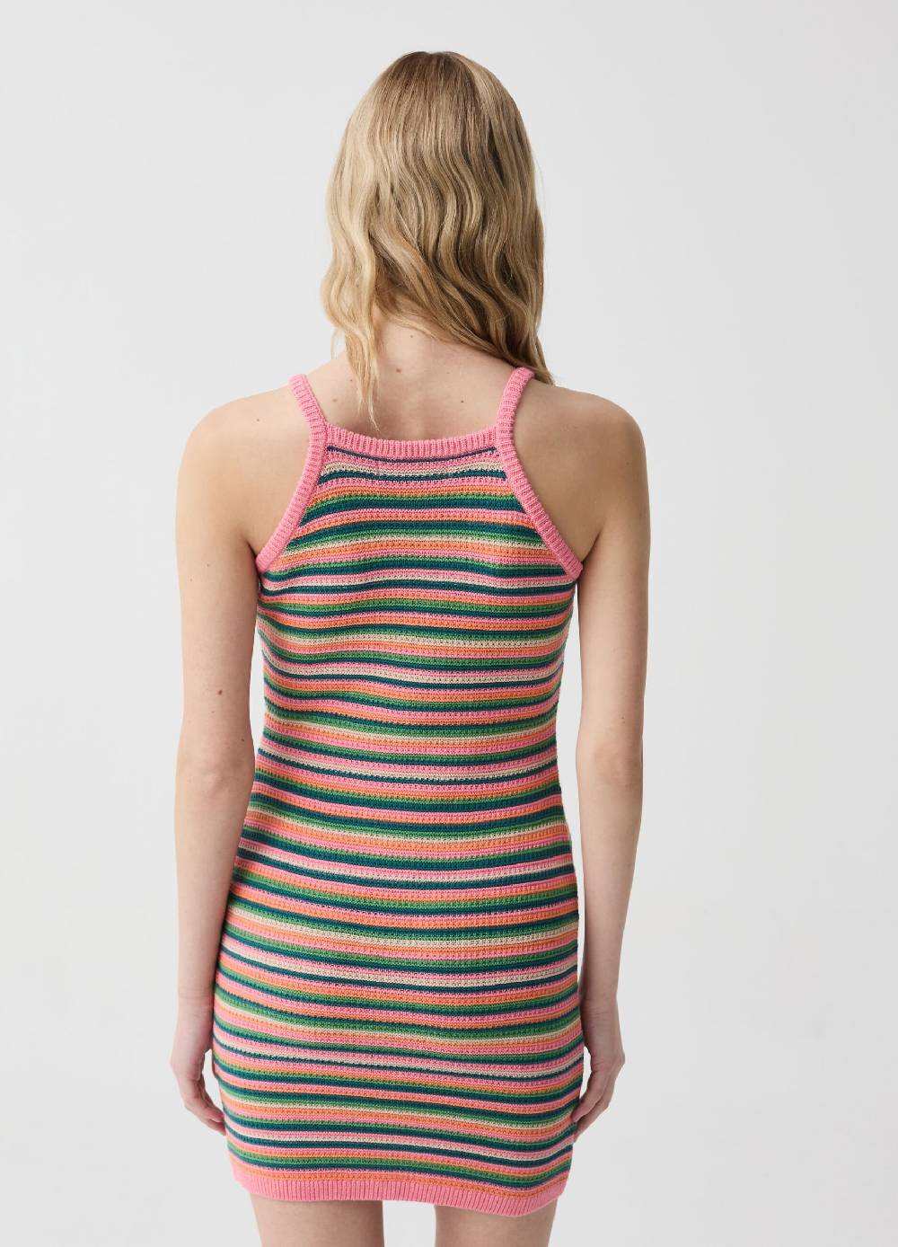 Ovs Abito In Cotone Crochet A Righe