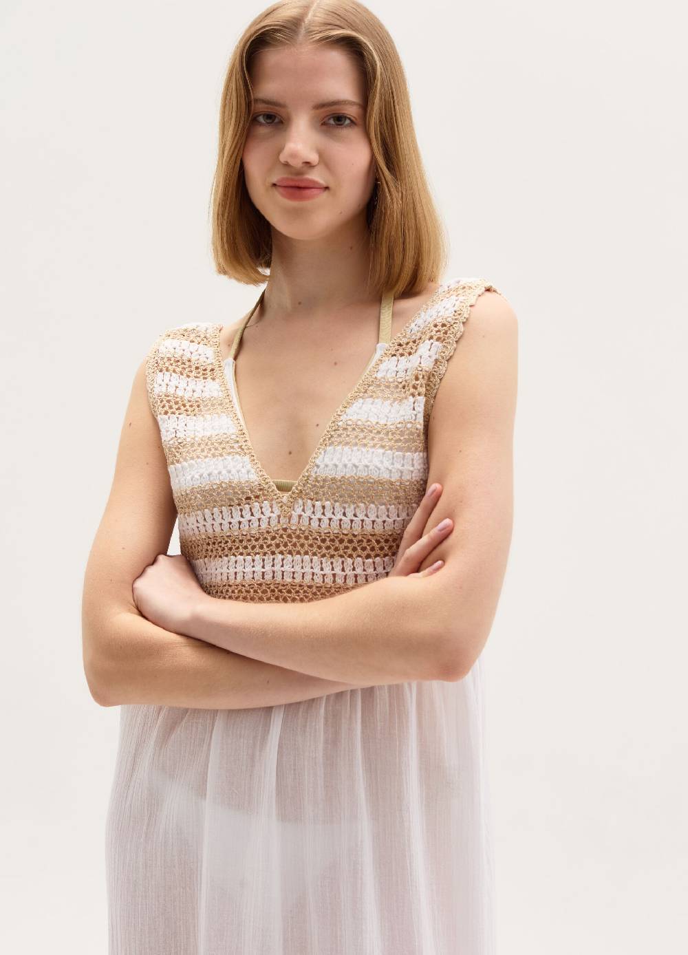 Ovs Abito Lungo Copri Costume Con Top Crochet