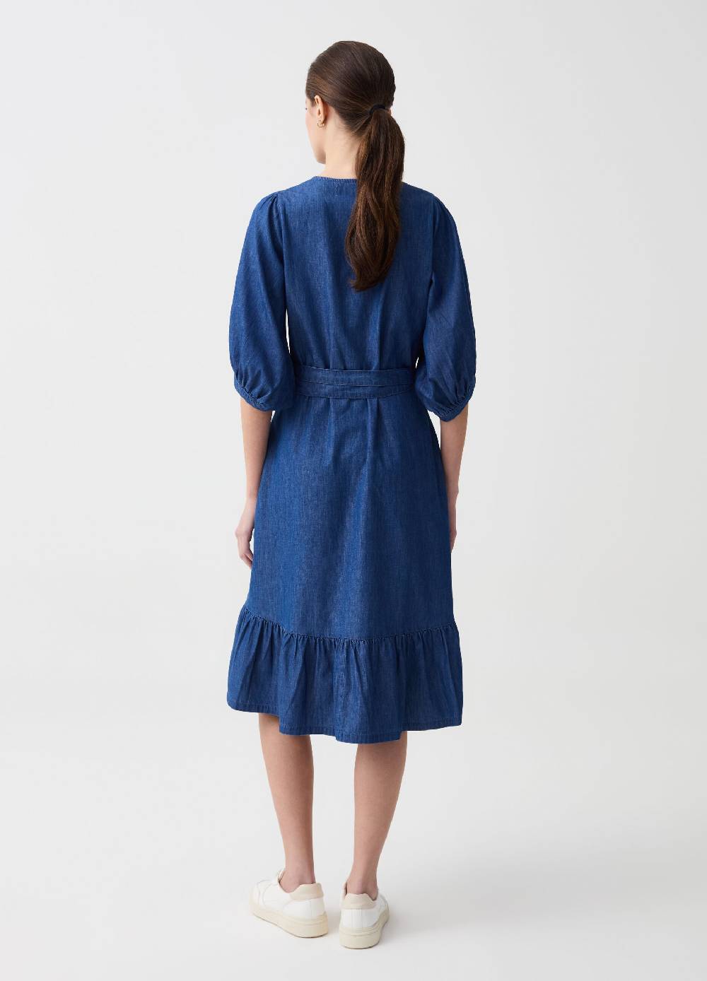 Ovs Abito Midi In Denim A Portafoglio