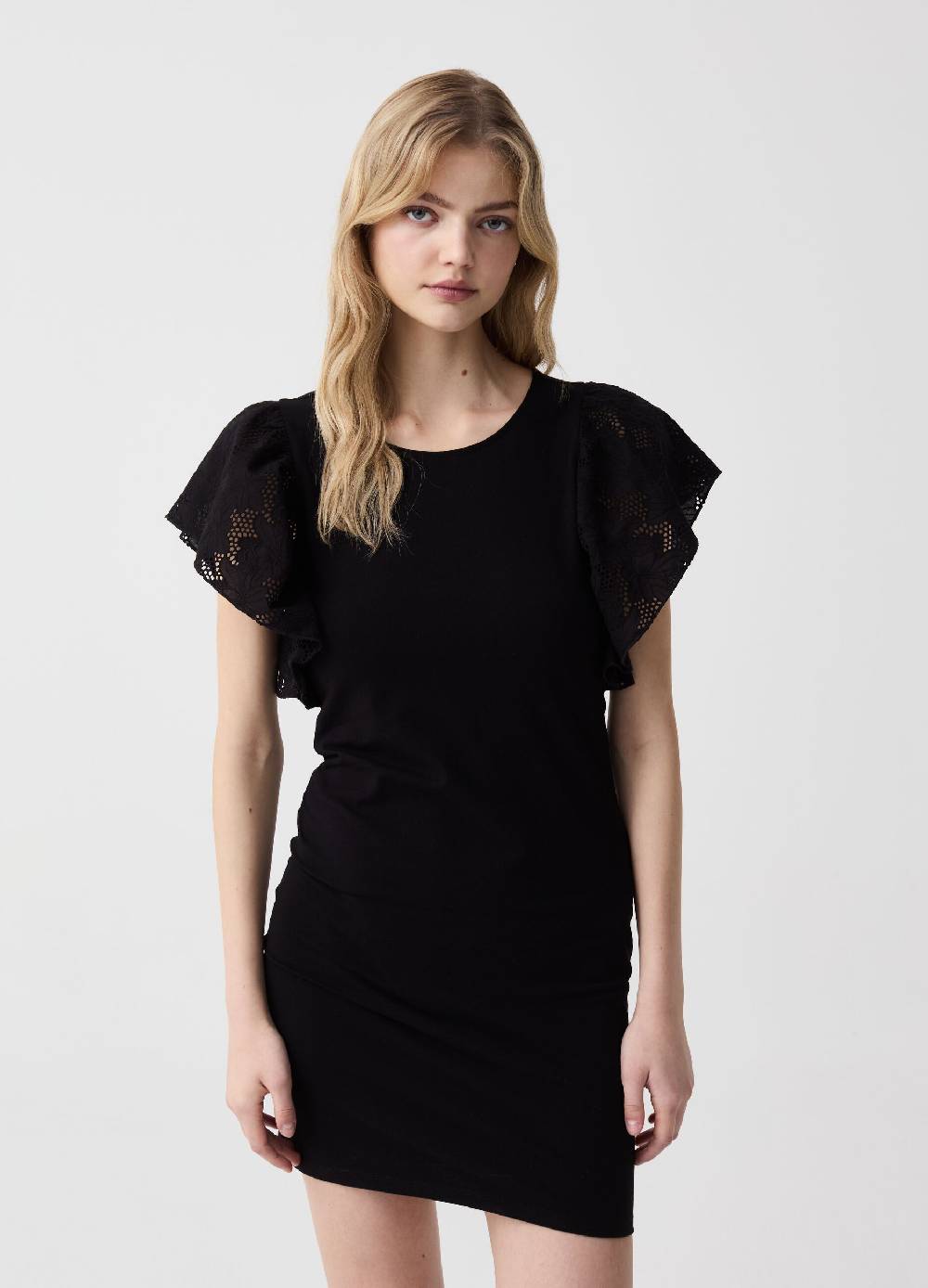 Ovs Abito slim fit con maniche in sangallo