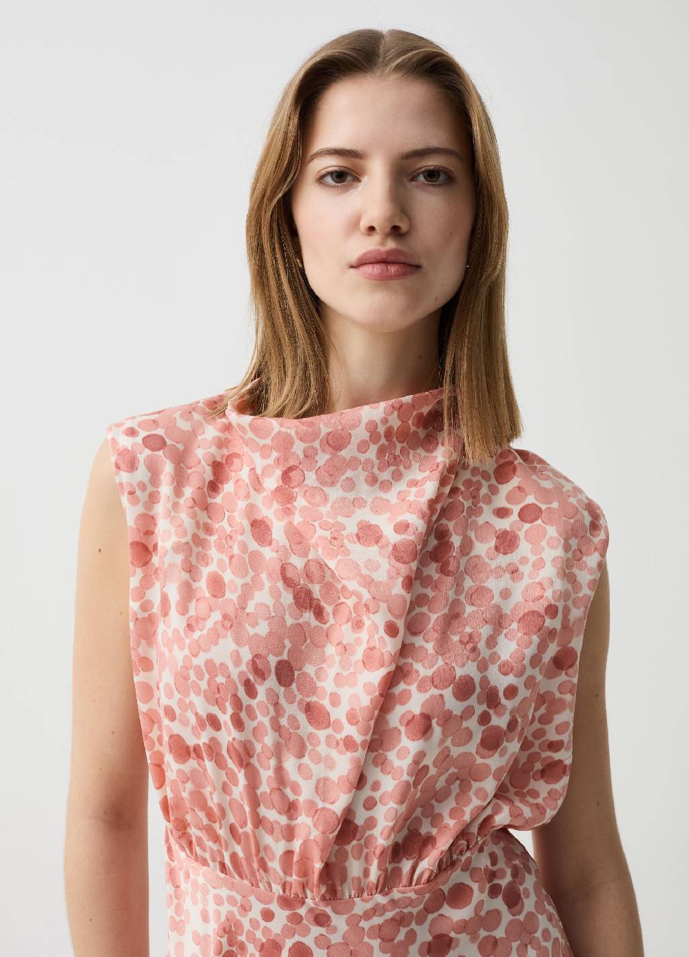 Ovs Abito Smanicato In Satin Con Drappeggio