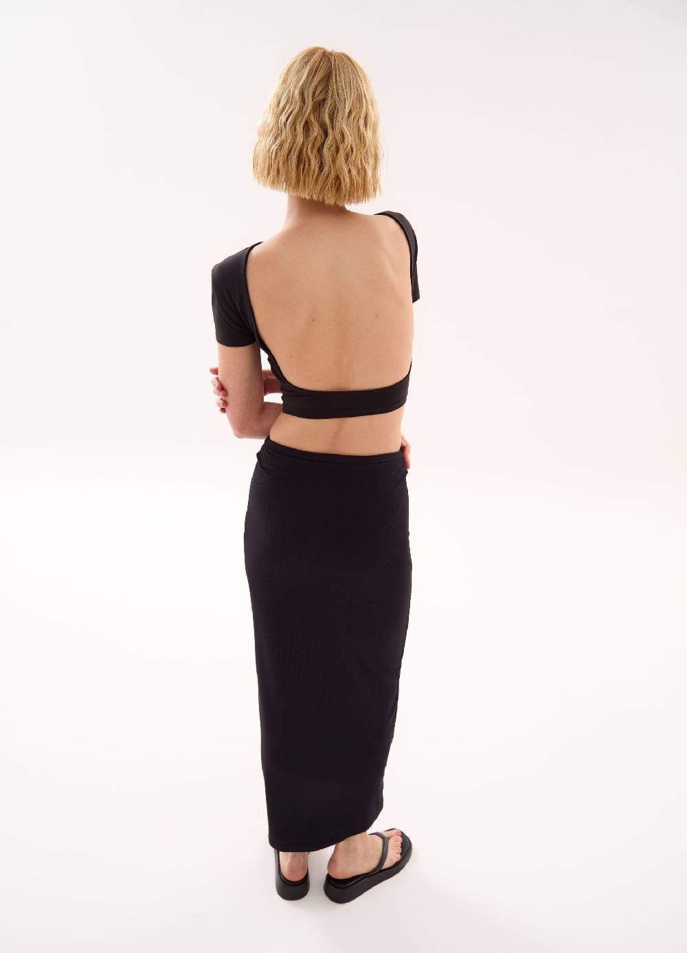 Ovs Backless T-shirt Crop Black