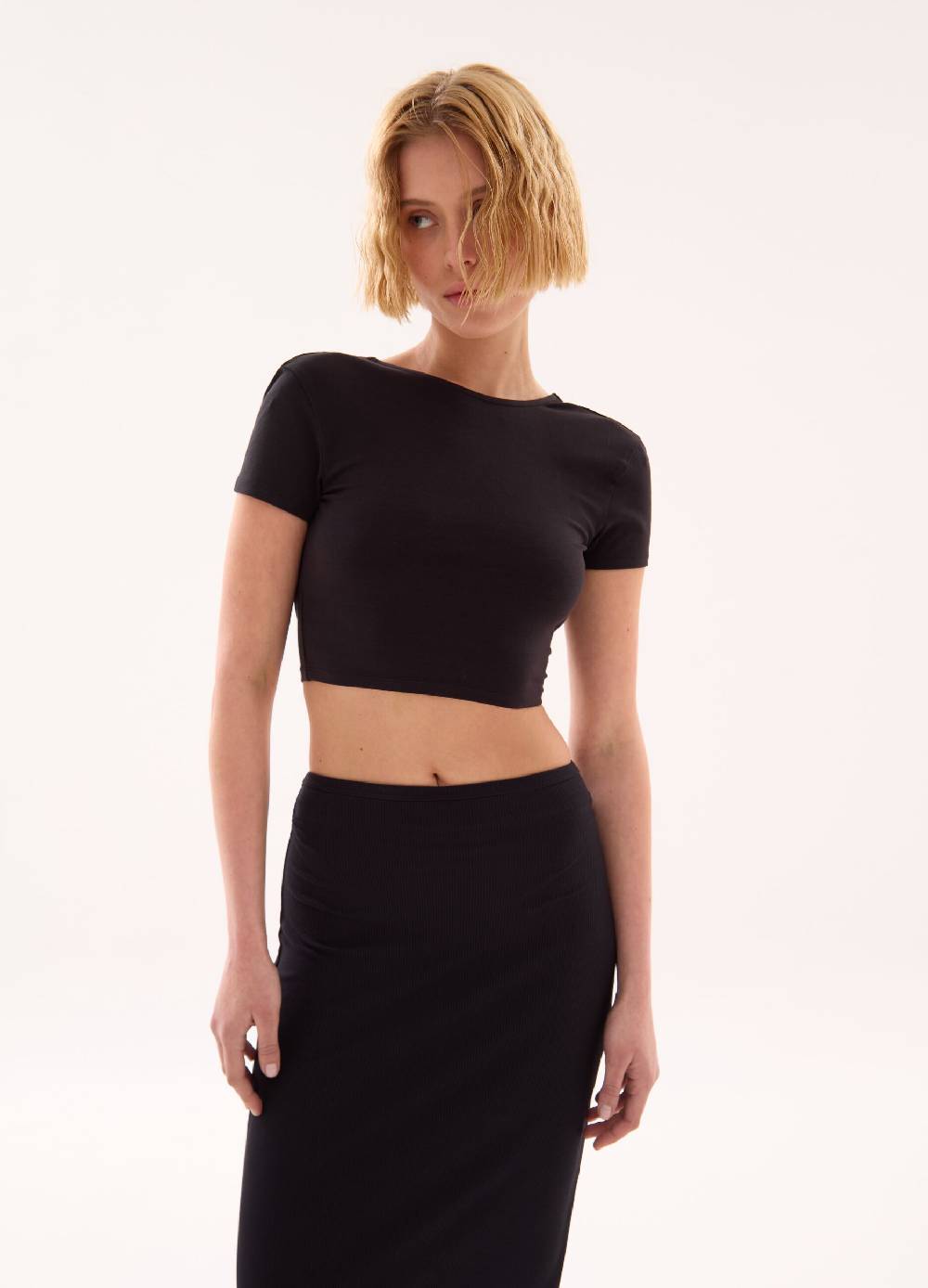 Ovs Backless T-shirt Crop Black