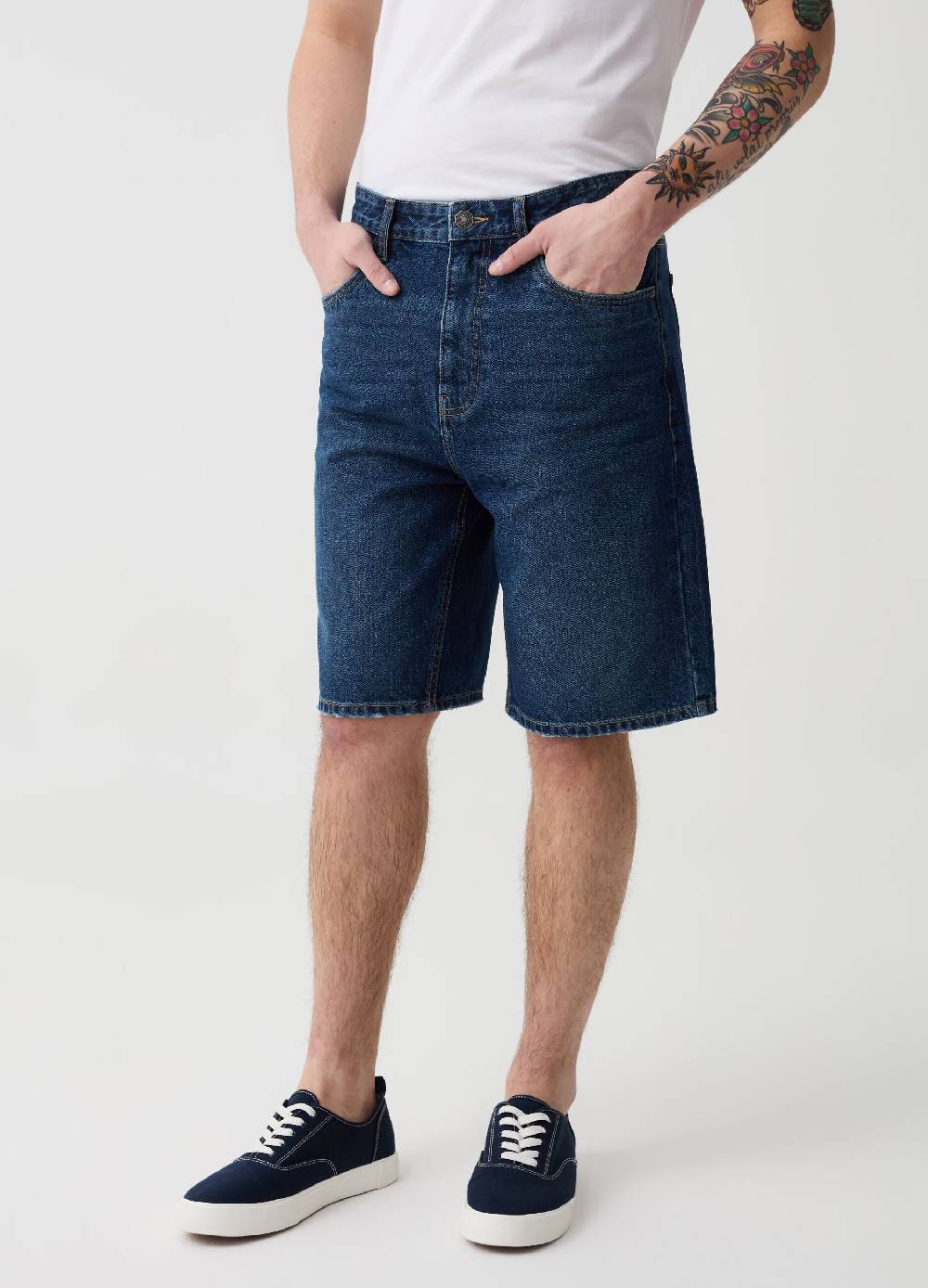 Ovs Bermuda Baggy Fit In Denim