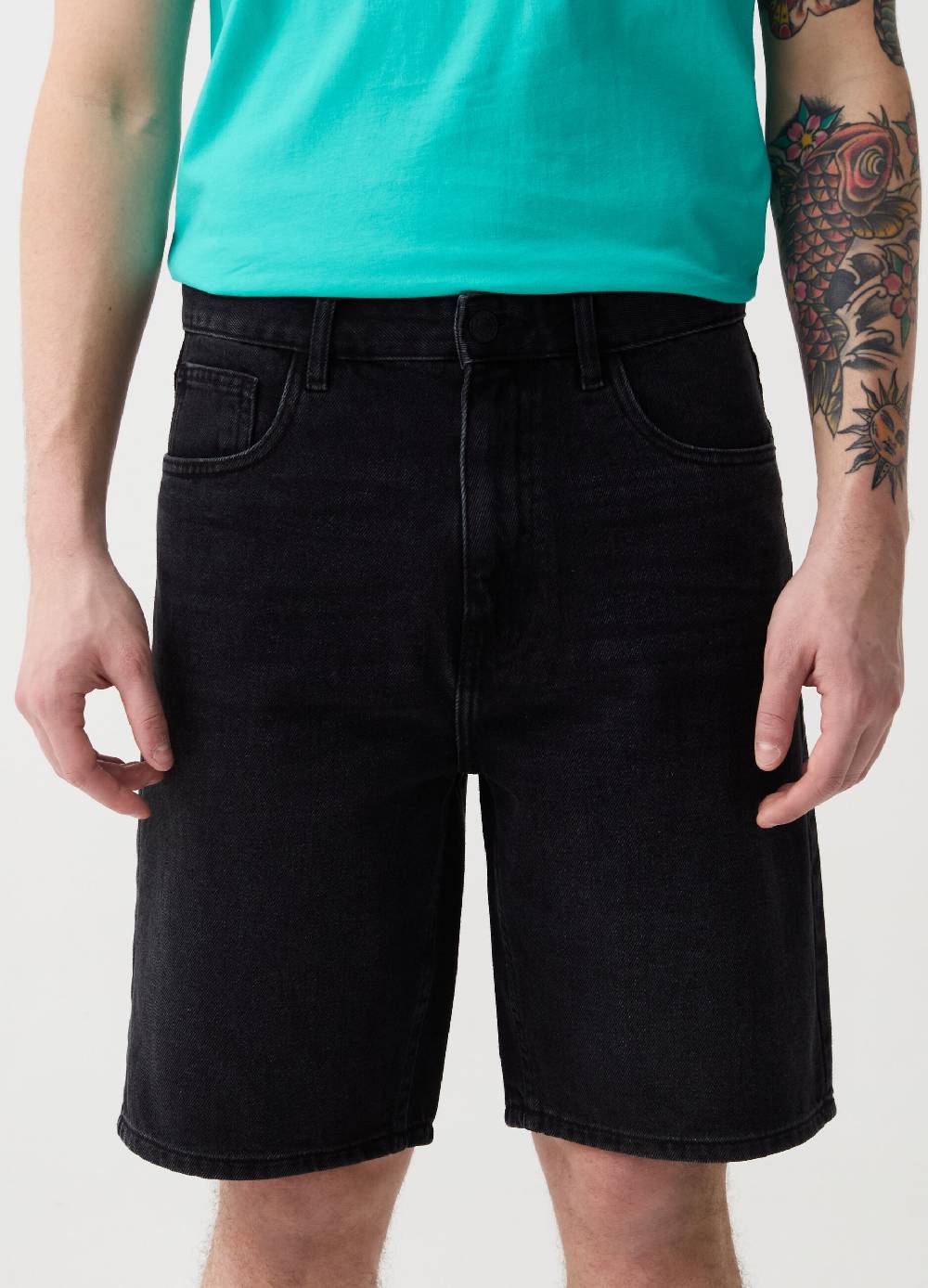 Ovs Bermuda Baggy Fit In Denim Cinque Tasche