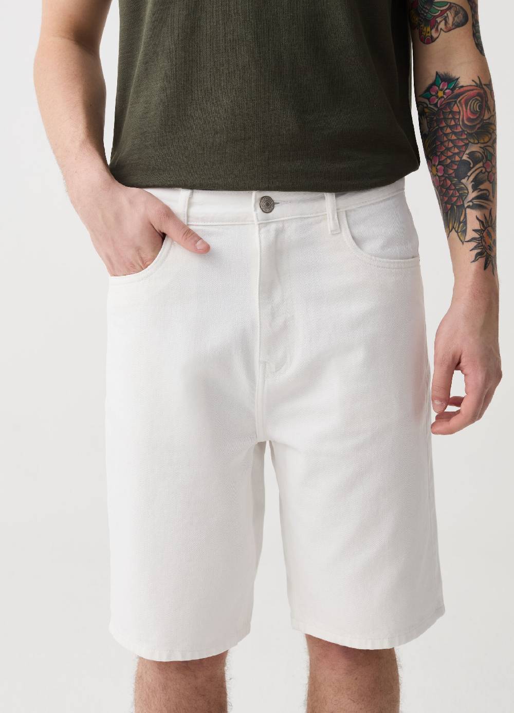 Ovs Bermuda Baggy Fit In Denim Tinta Unita
