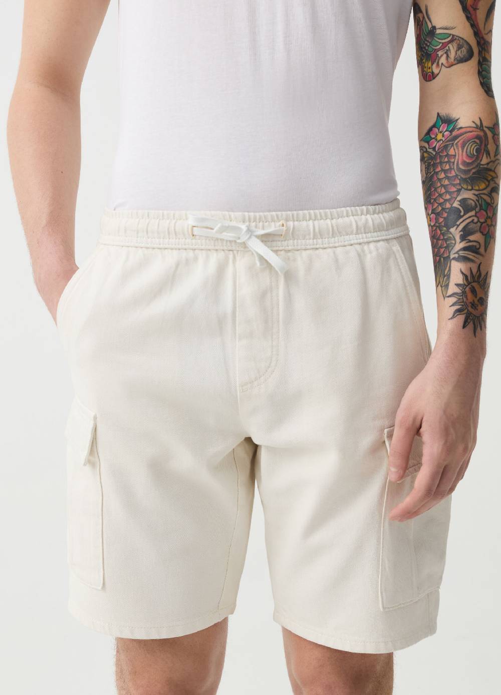 Ovs Bermuda Cargo In Denim Con Coulisse