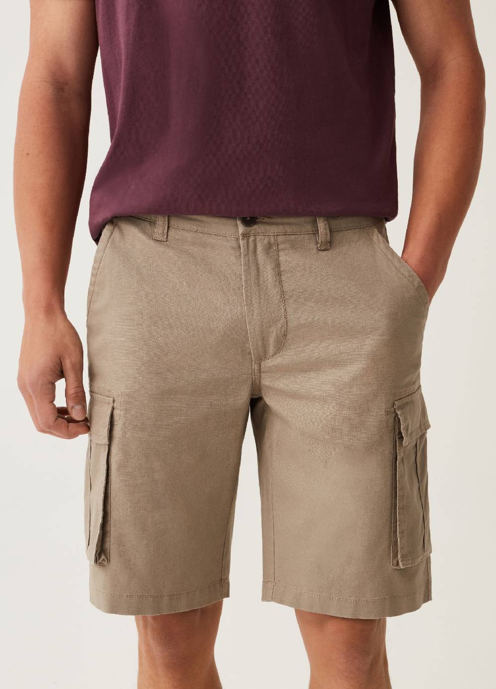 Ovs Bermuda Cargo In Lino E Cotone