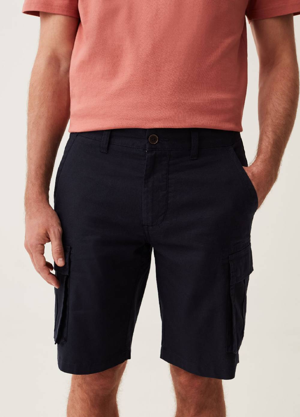 Ovs Bermuda Cargo In Lino E Cotone