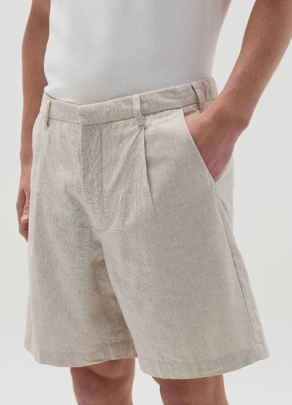 Ovs Bermuda Chino In Cotone E Lino Con Pinces