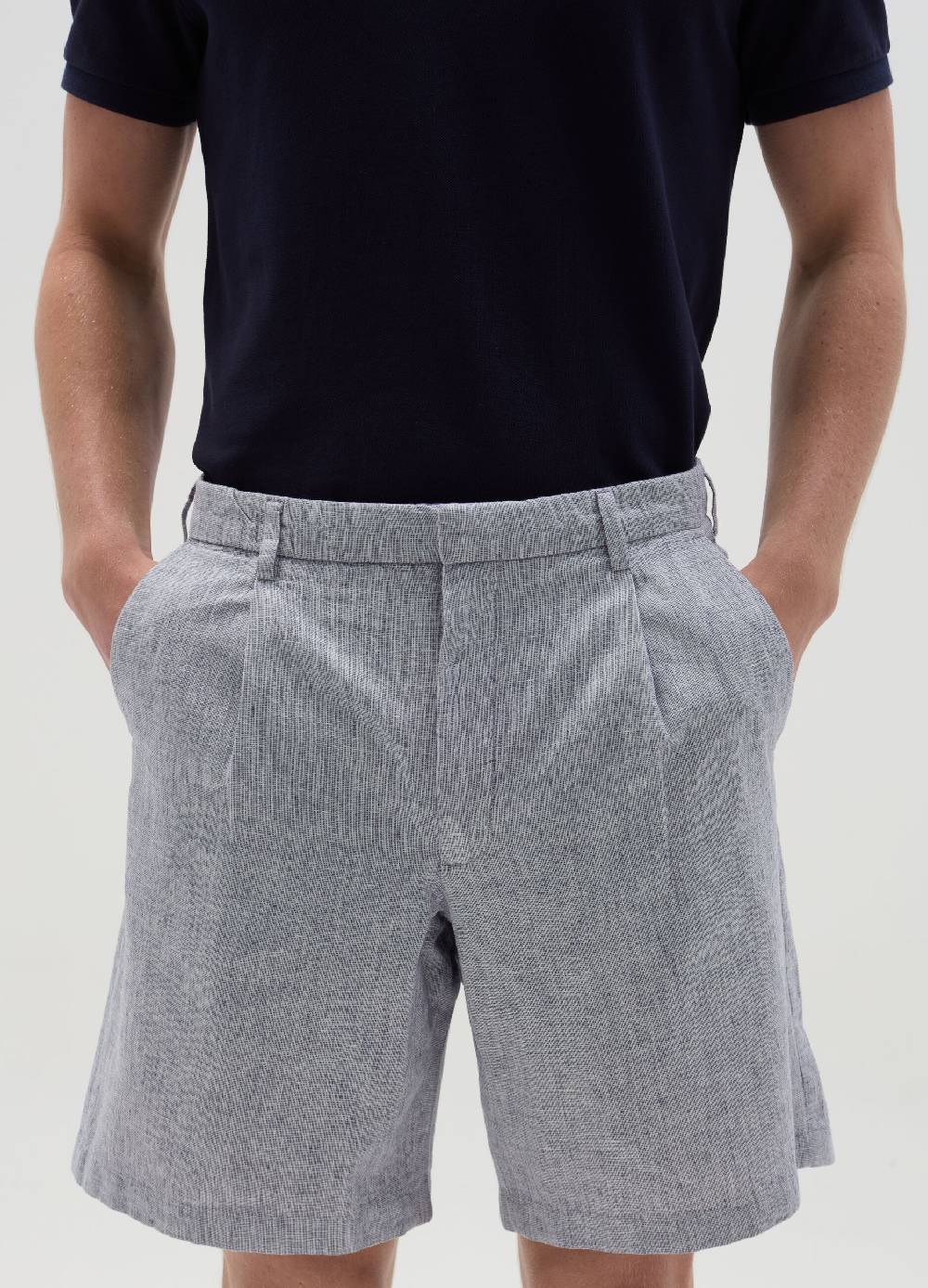 Ovs Bermuda Chino In Cotone E Lino Con Pinces