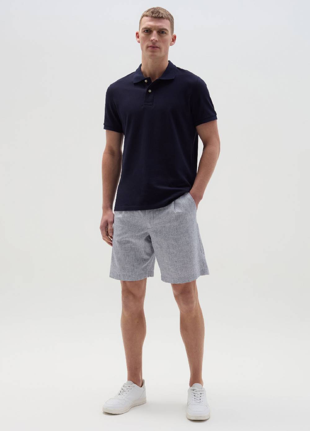 Ovs Bermuda chino in cotone e lino con pinces