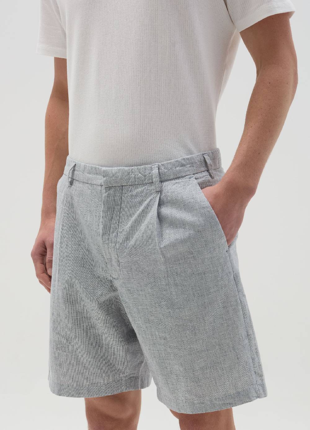 Ovs Bermuda Chino In Cotone E Lino Con Pinces