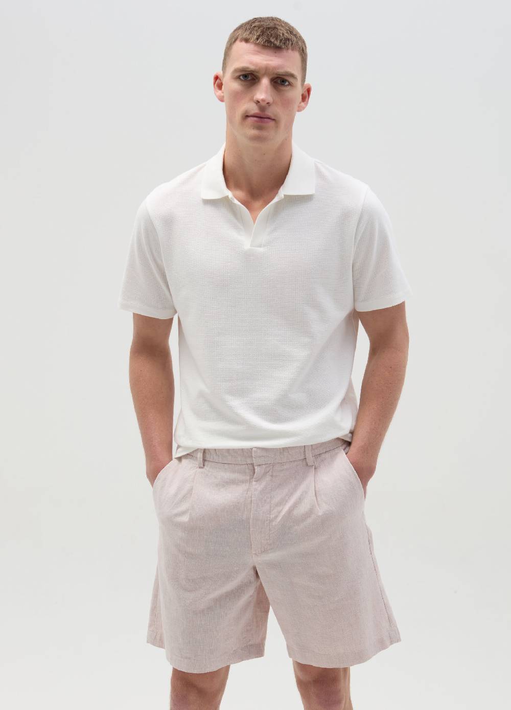 Ovs Bermuda chino in cotone e lino con pinces