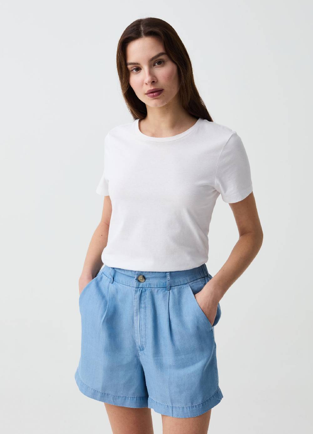 Ovs Bermuda fluido effetto denim con pinces