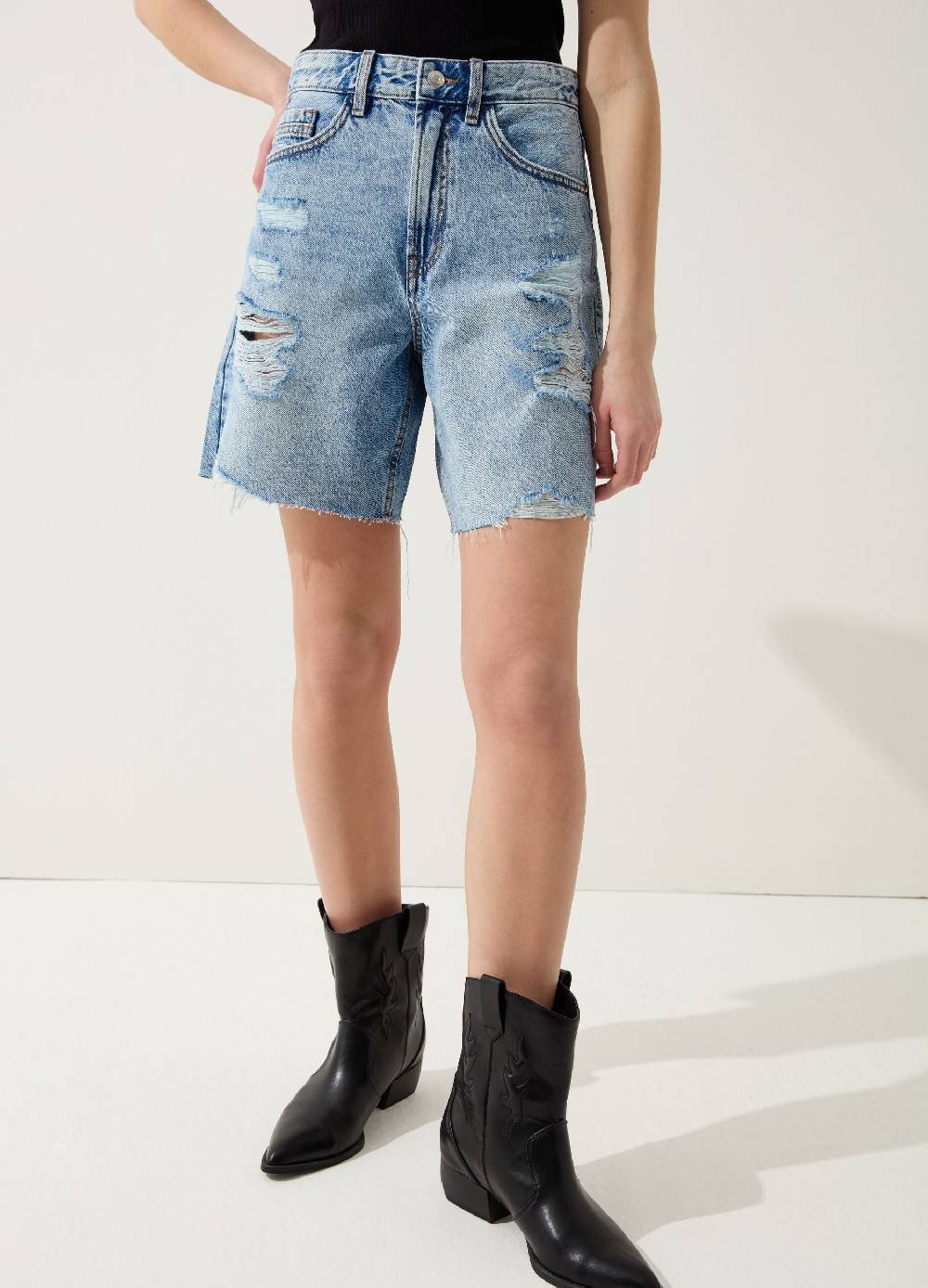 Ovs Bermuda in denim con abrasioni