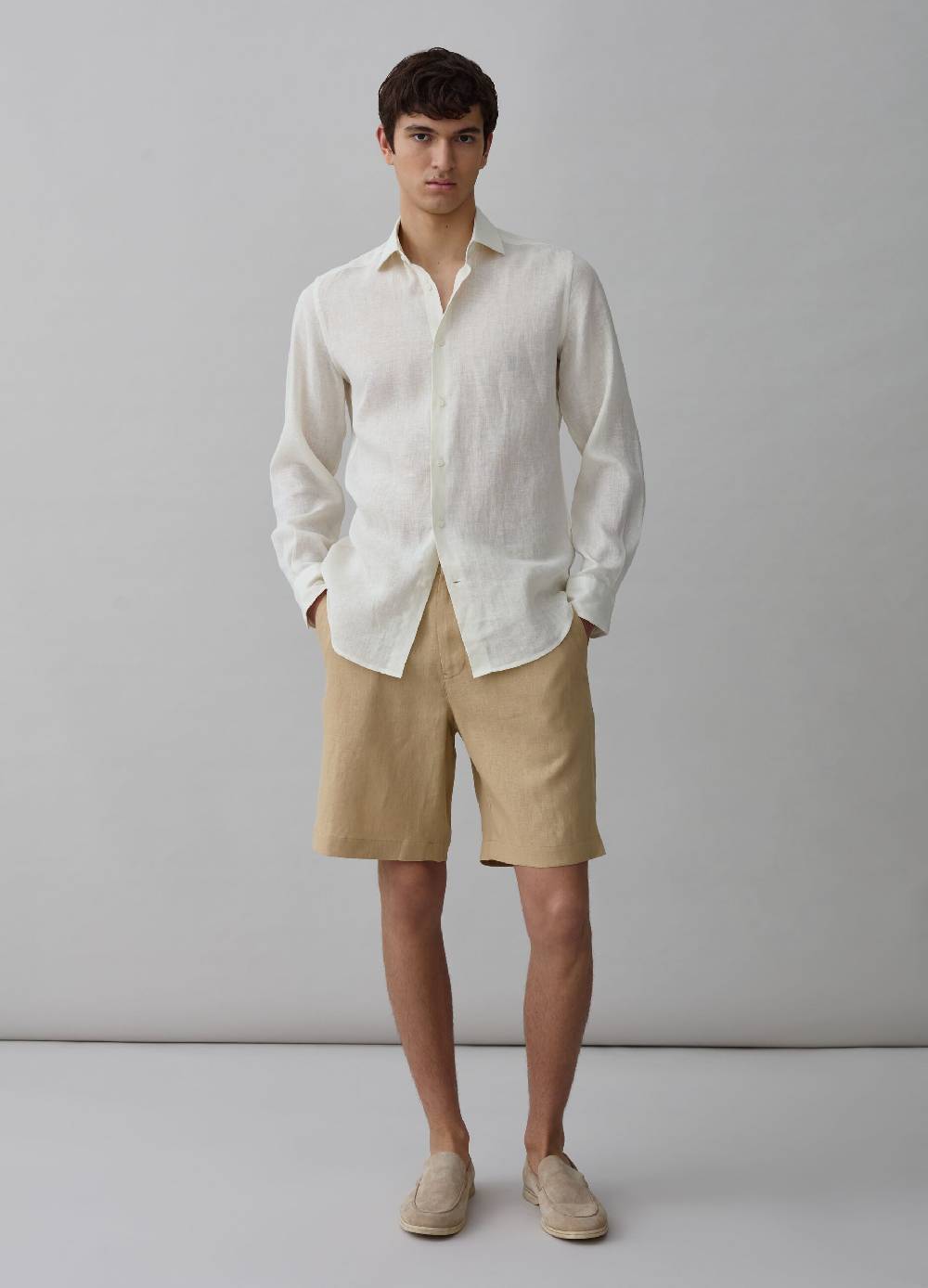 Ovs Bermuda in puro lino PIOMBO
