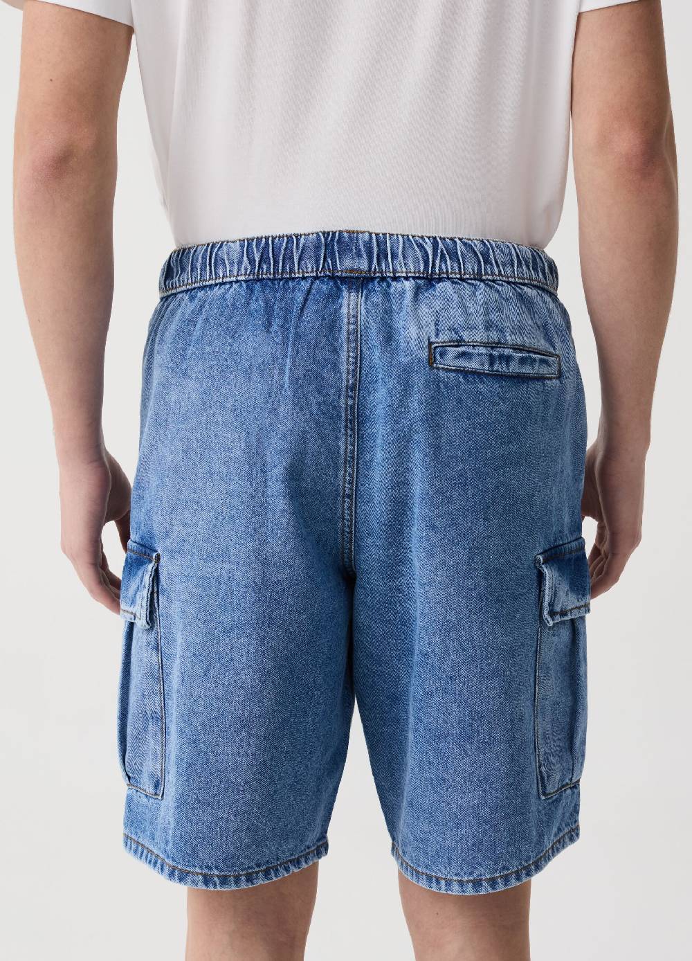 Ovs Bermuda Jogger Cargo In Denim Acid Wash