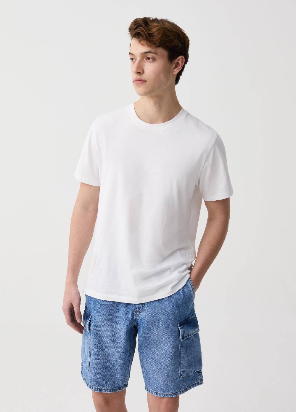 Ovs Bermuda jogger cargo in denim acid wash