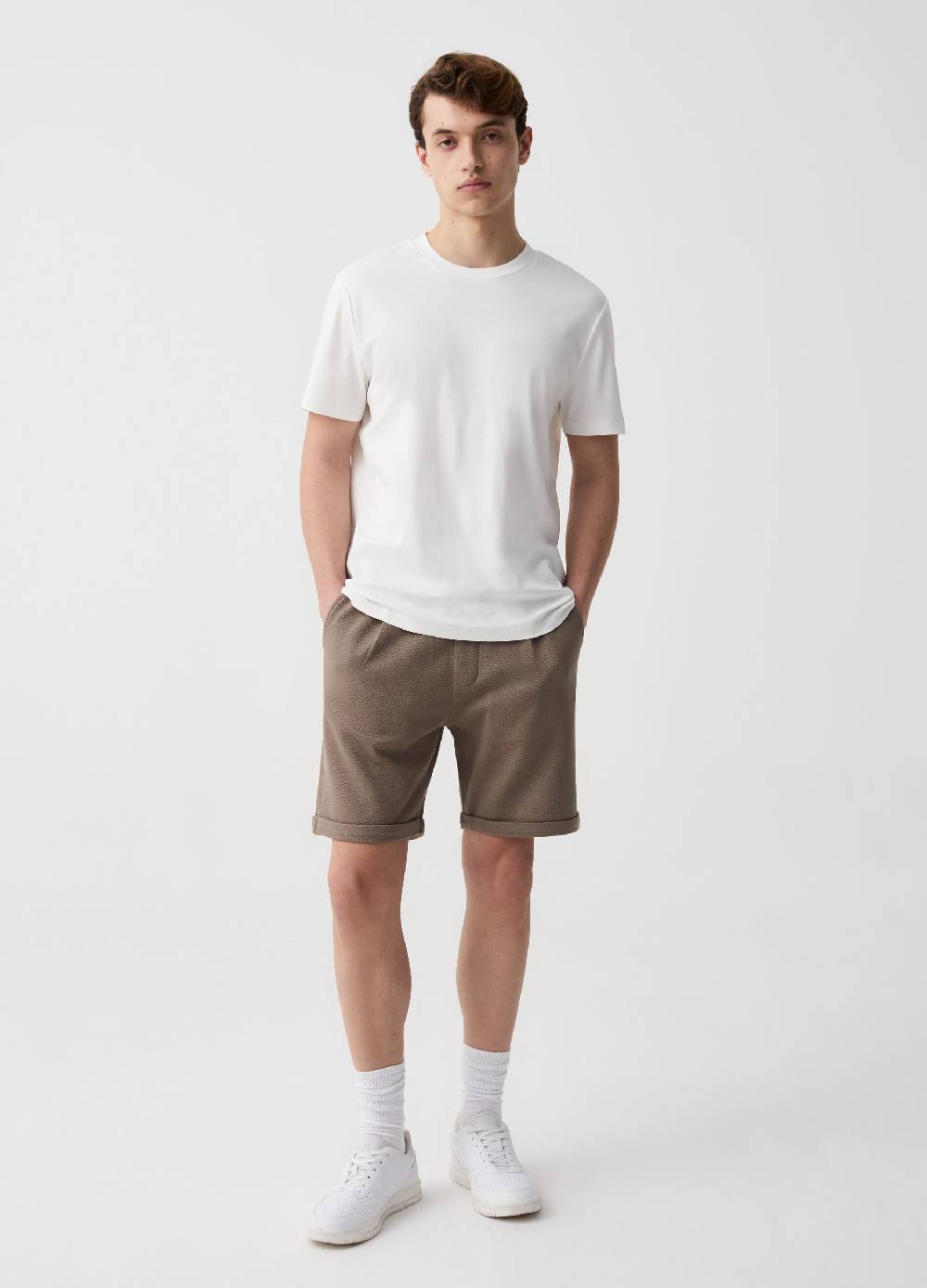 Ovs Bermuda jogger con pinces e risvolti