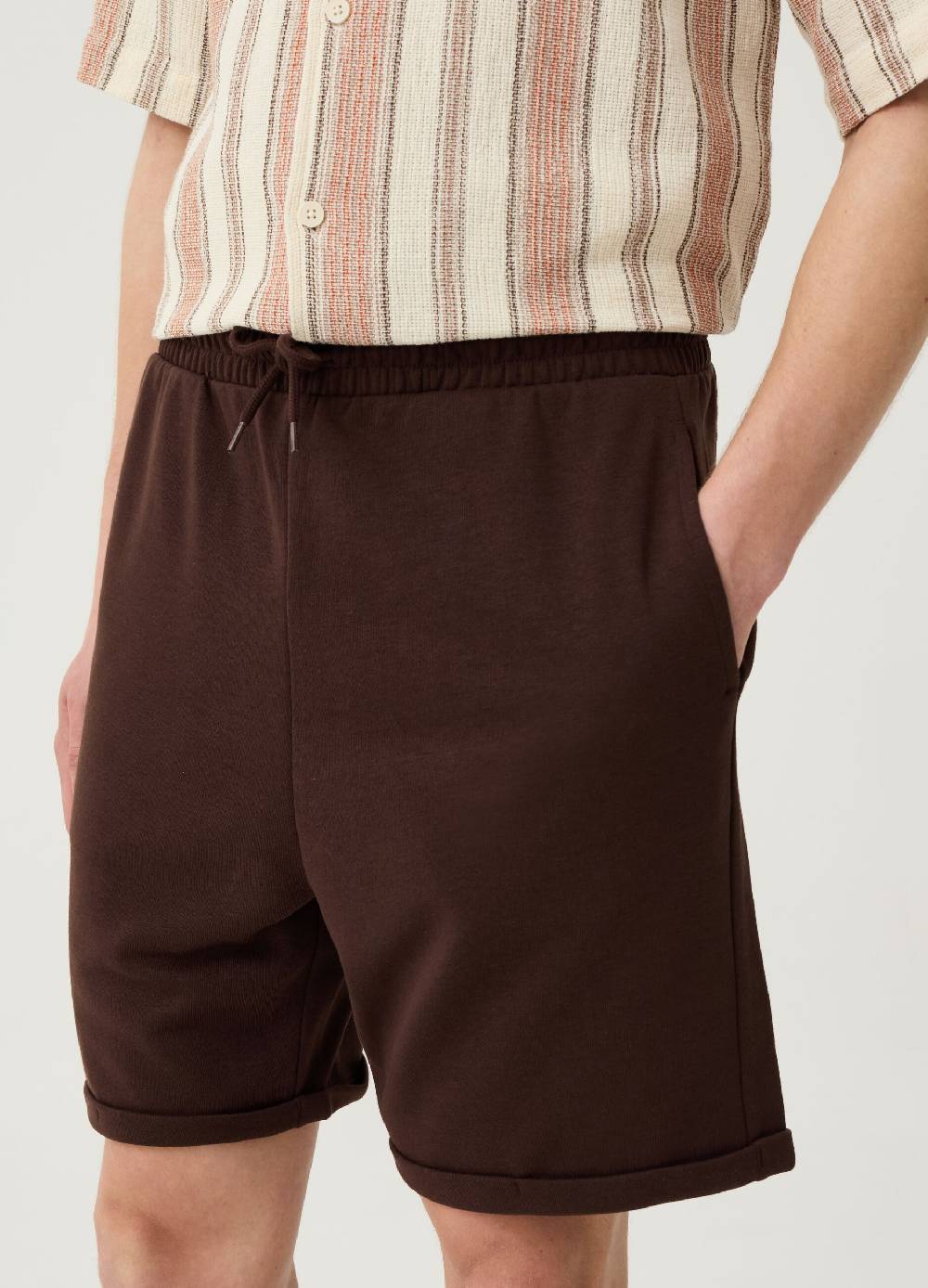 Ovs Bermuda Jogger In Felpa Con Risvolti