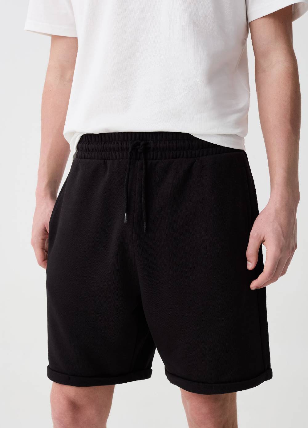 Ovs Bermuda Jogger In Felpa Con Risvolti