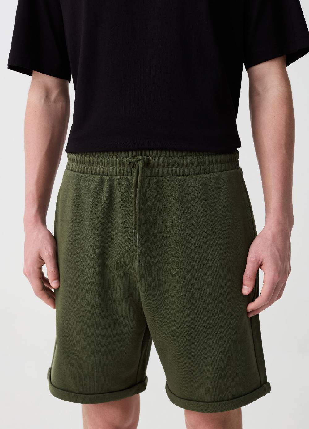 Ovs Bermuda Jogger In Felpa Con Risvolti