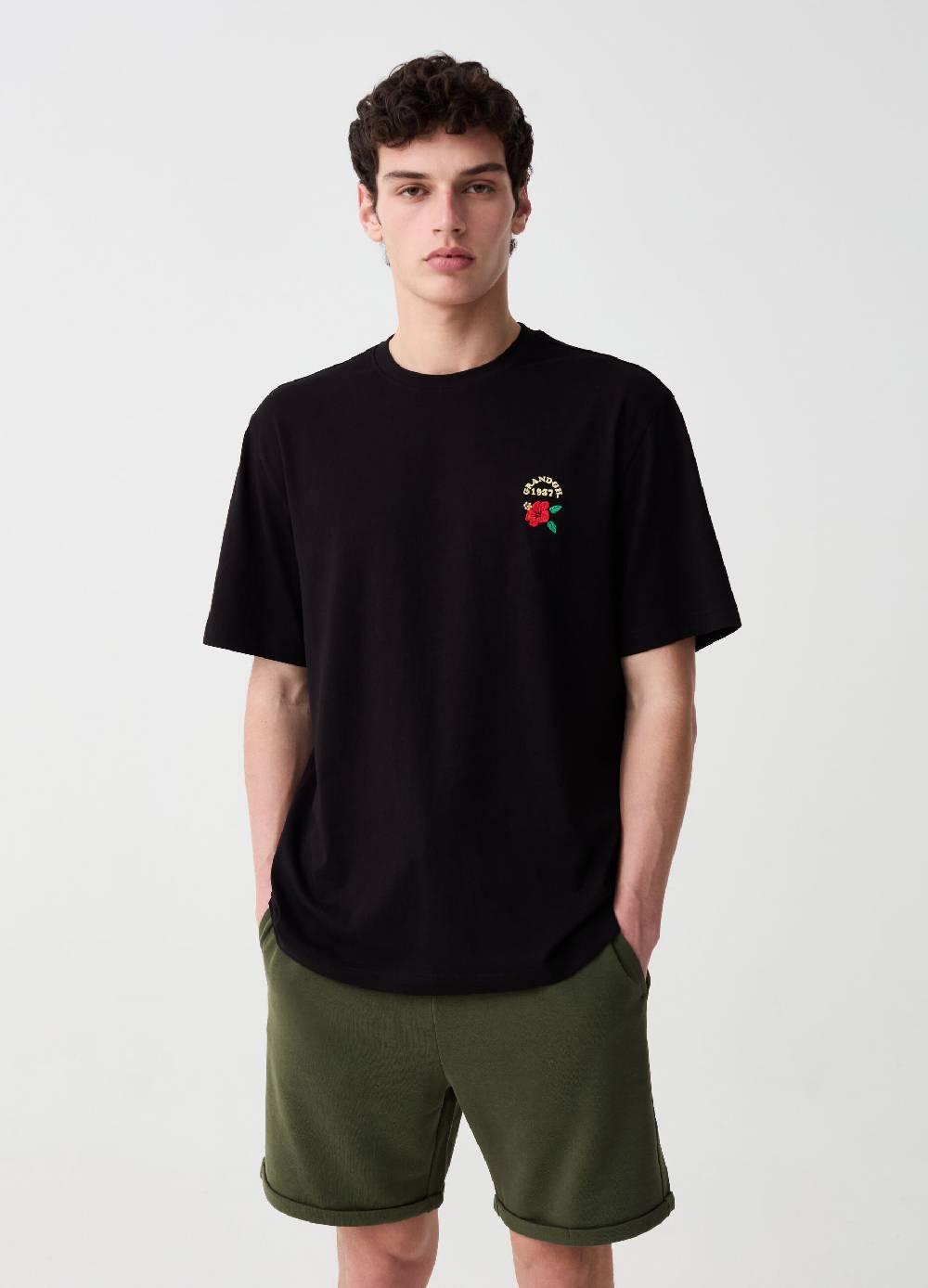 Ovs Bermuda jogger in felpa con risvolti