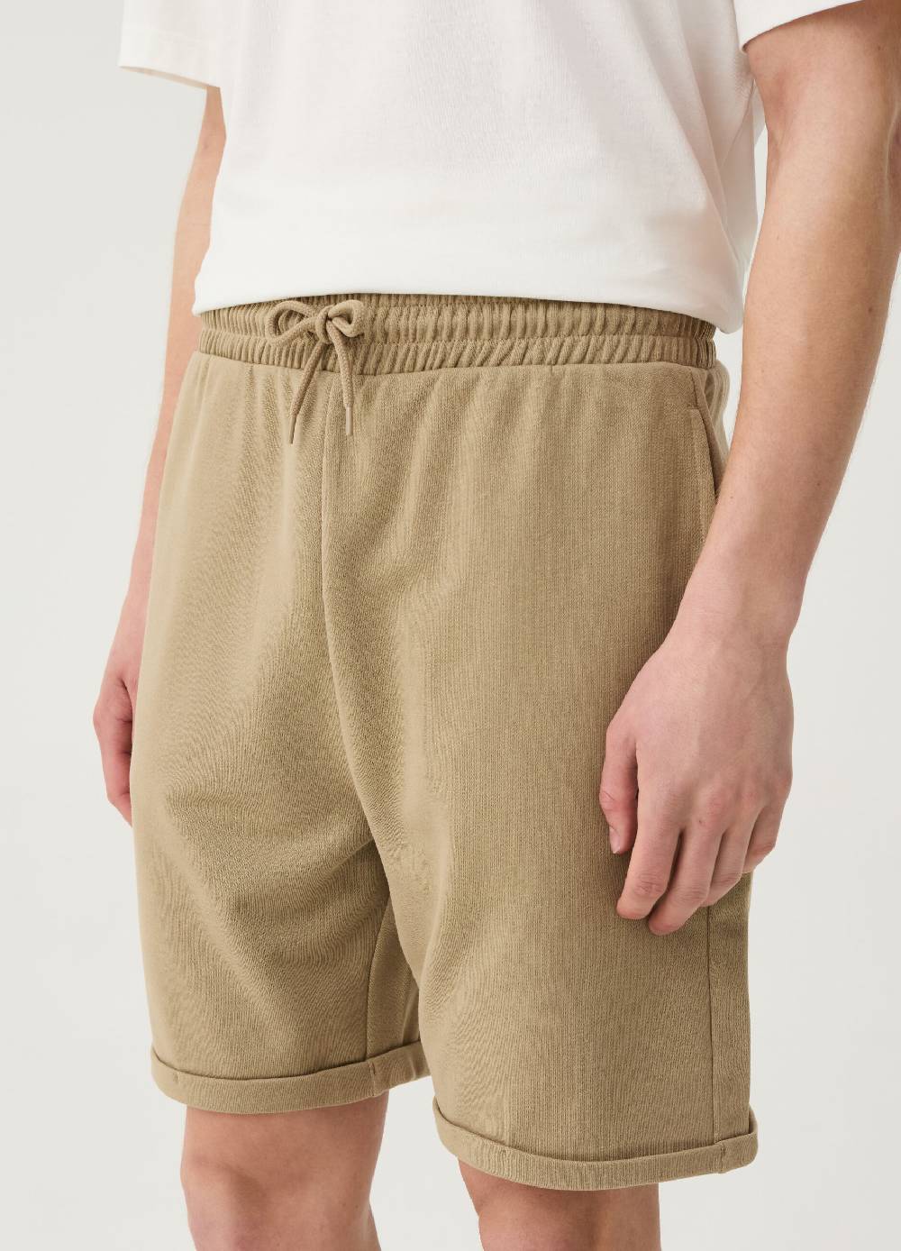 Ovs Bermuda Jogger In Felpa Con Risvolti