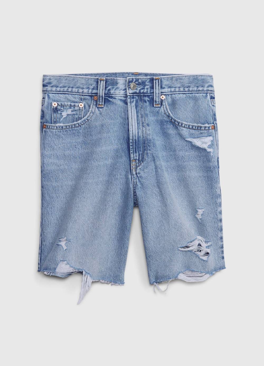 Ovs Bermuda Loose Fit In Denim Con Abrasioni