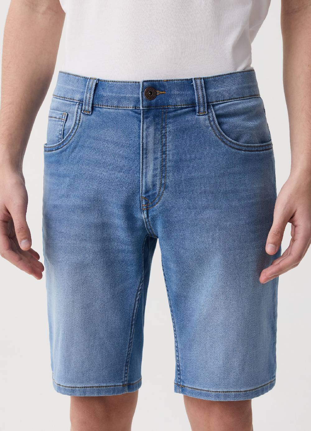Ovs Bermuda Slim Fit In Denim Cinque Tasche