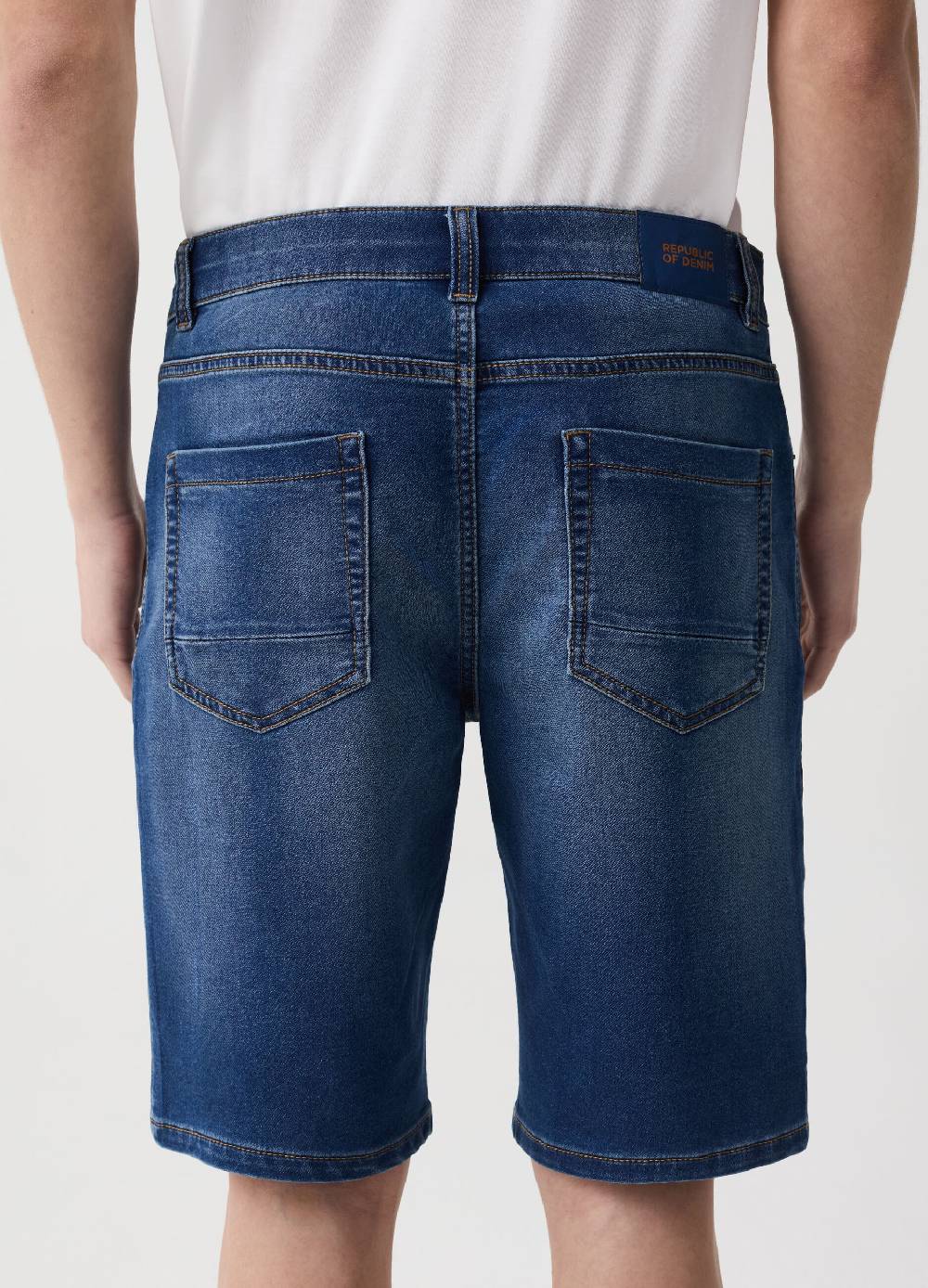 Ovs Bermuda Slim Fit In Denim Cinque Tasche