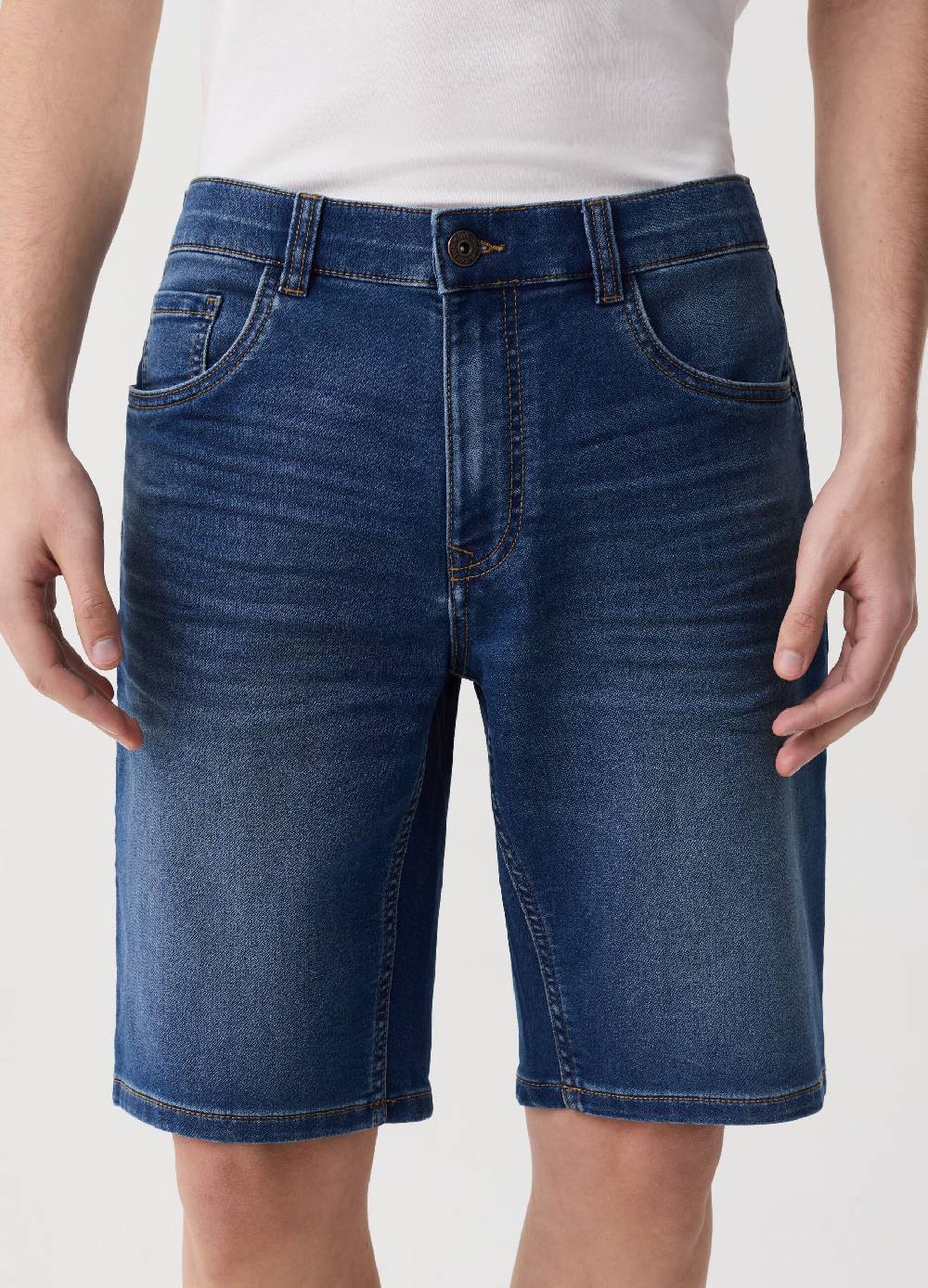 Ovs Bermuda Slim Fit In Denim Cinque Tasche