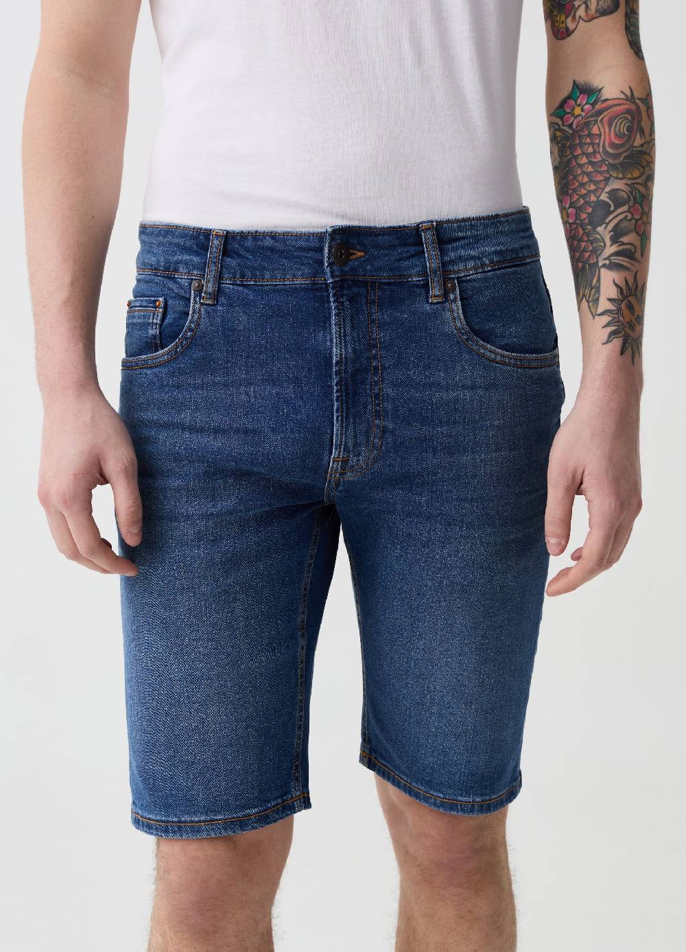 Ovs Bermuda Slim Fit In Denim Cinque Tasche