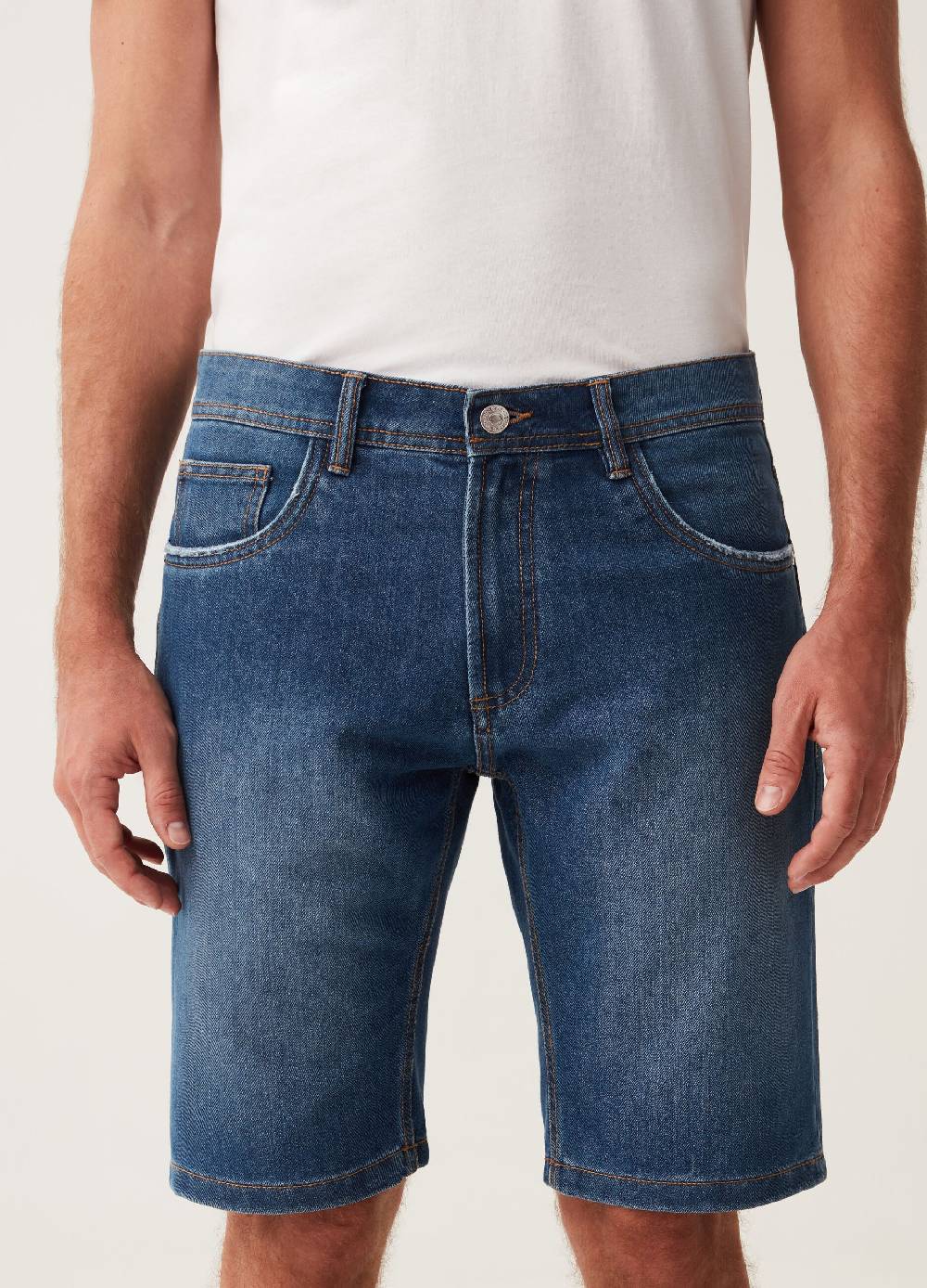 Ovs Bermuda Slim Fit In Denim Cinque Tasche