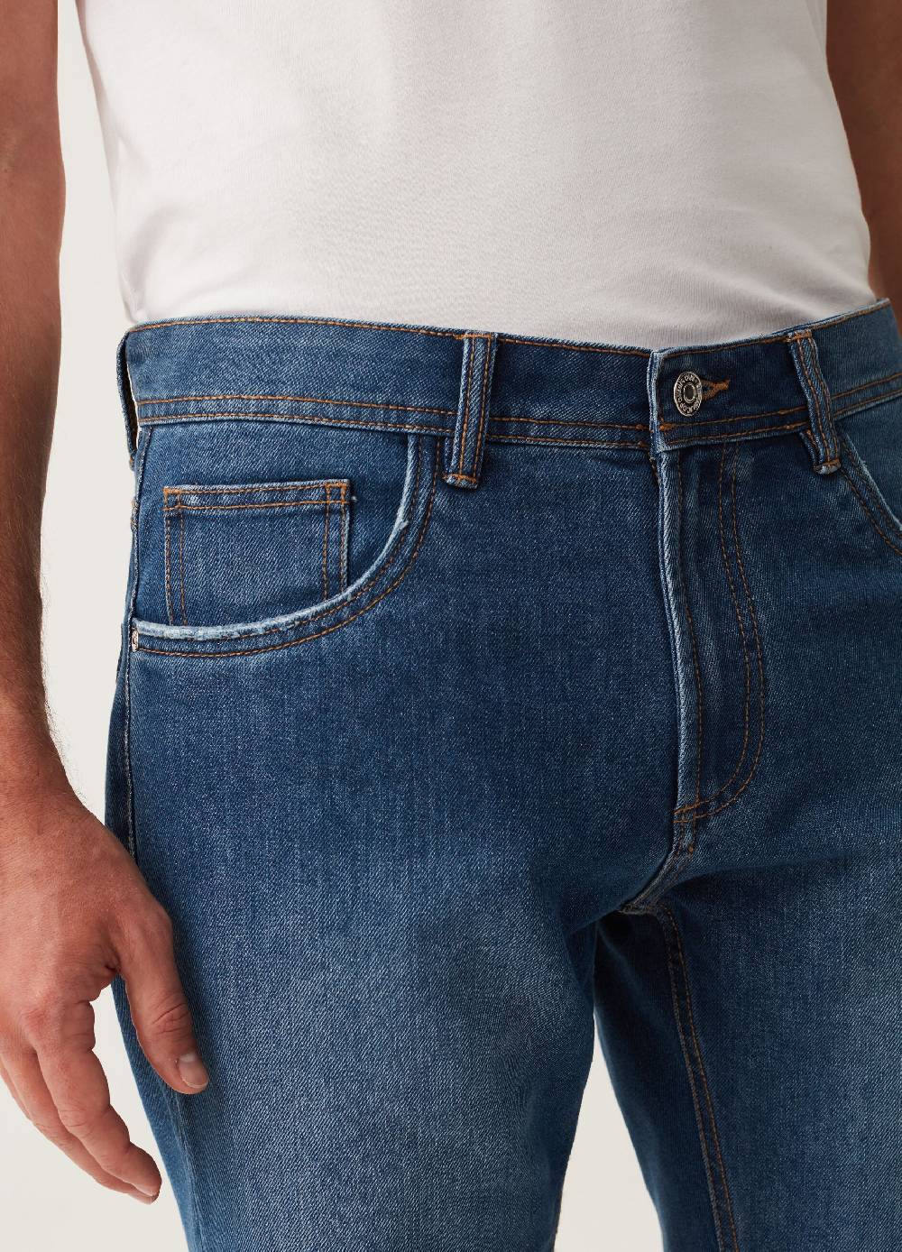 Ovs Bermuda Slim Fit In Denim Cinque Tasche